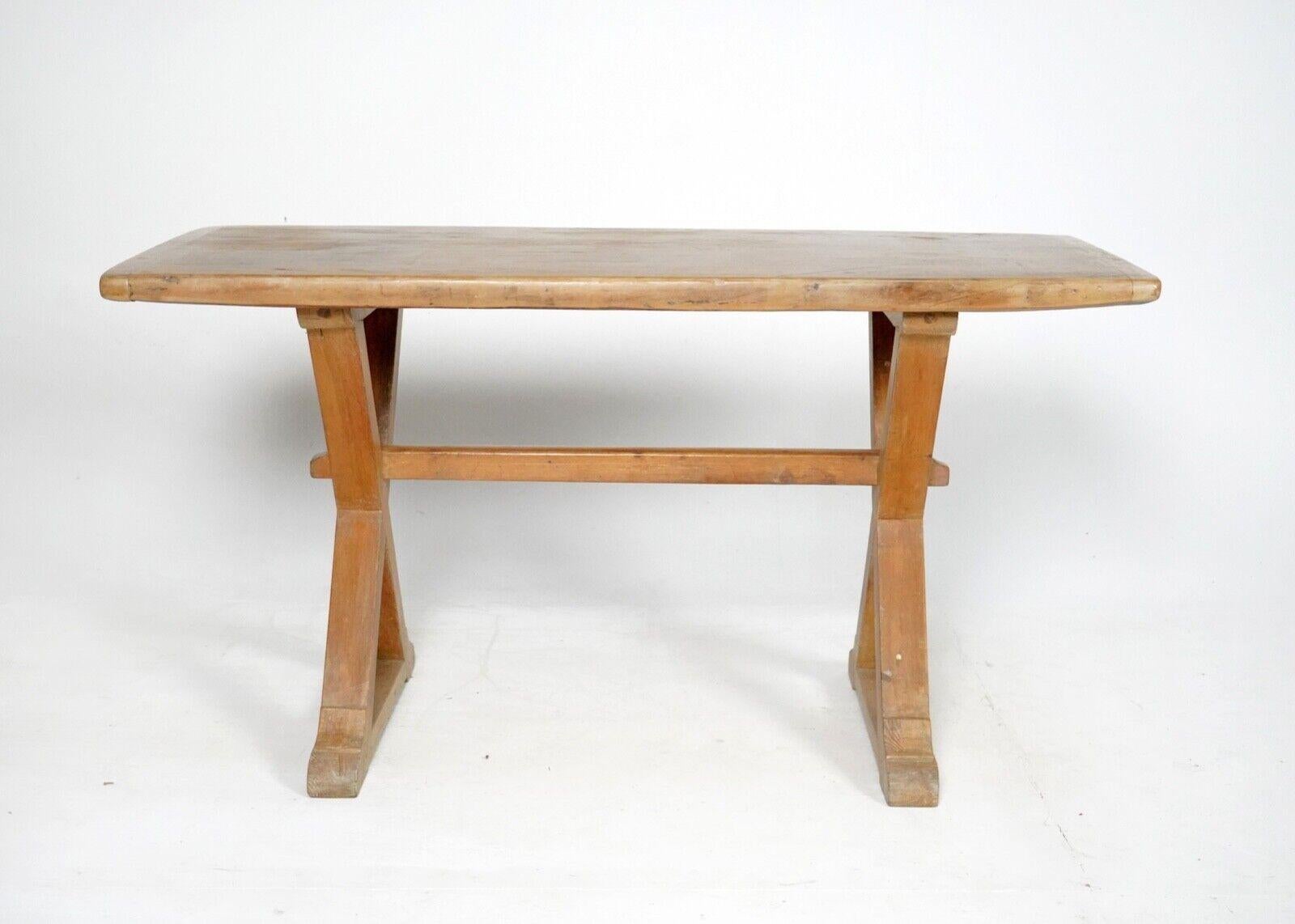 19th Century Pine Slab Top Tavern Table Dining Table For Sale 1