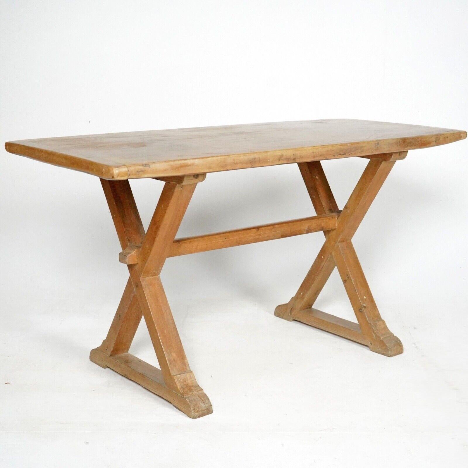 19th Century Pine Slab Top Tavern Table Dining Table For Sale 2