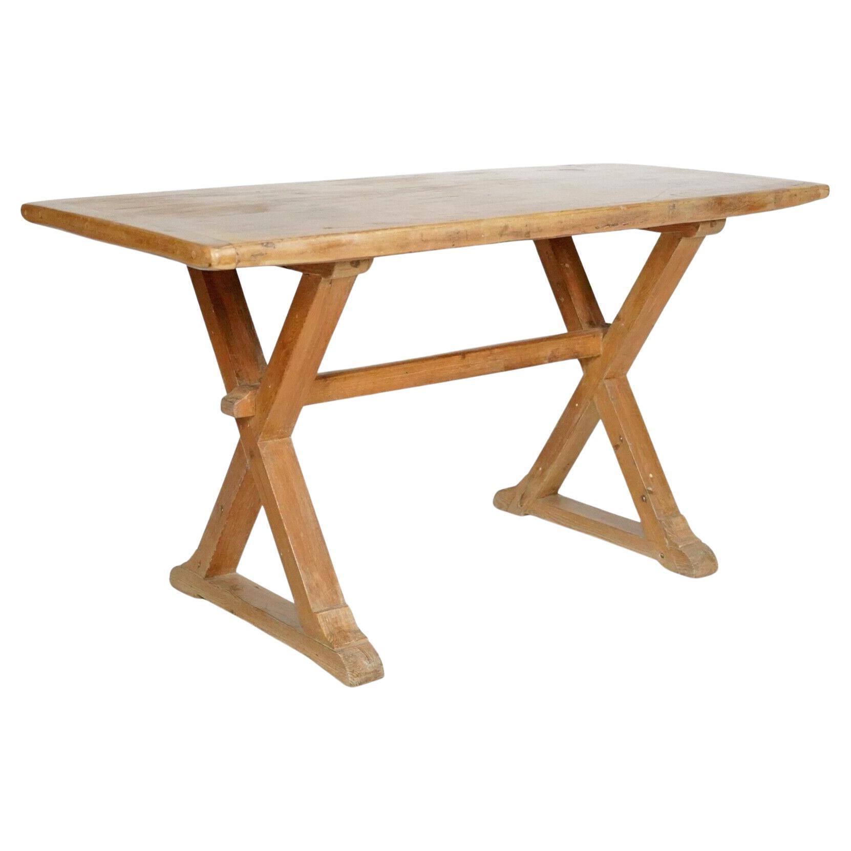 19th Century Pine Slab Top Tavern Table Dining Table For Sale