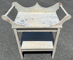 19th Century Pine Two Tier Washstand in White Paint