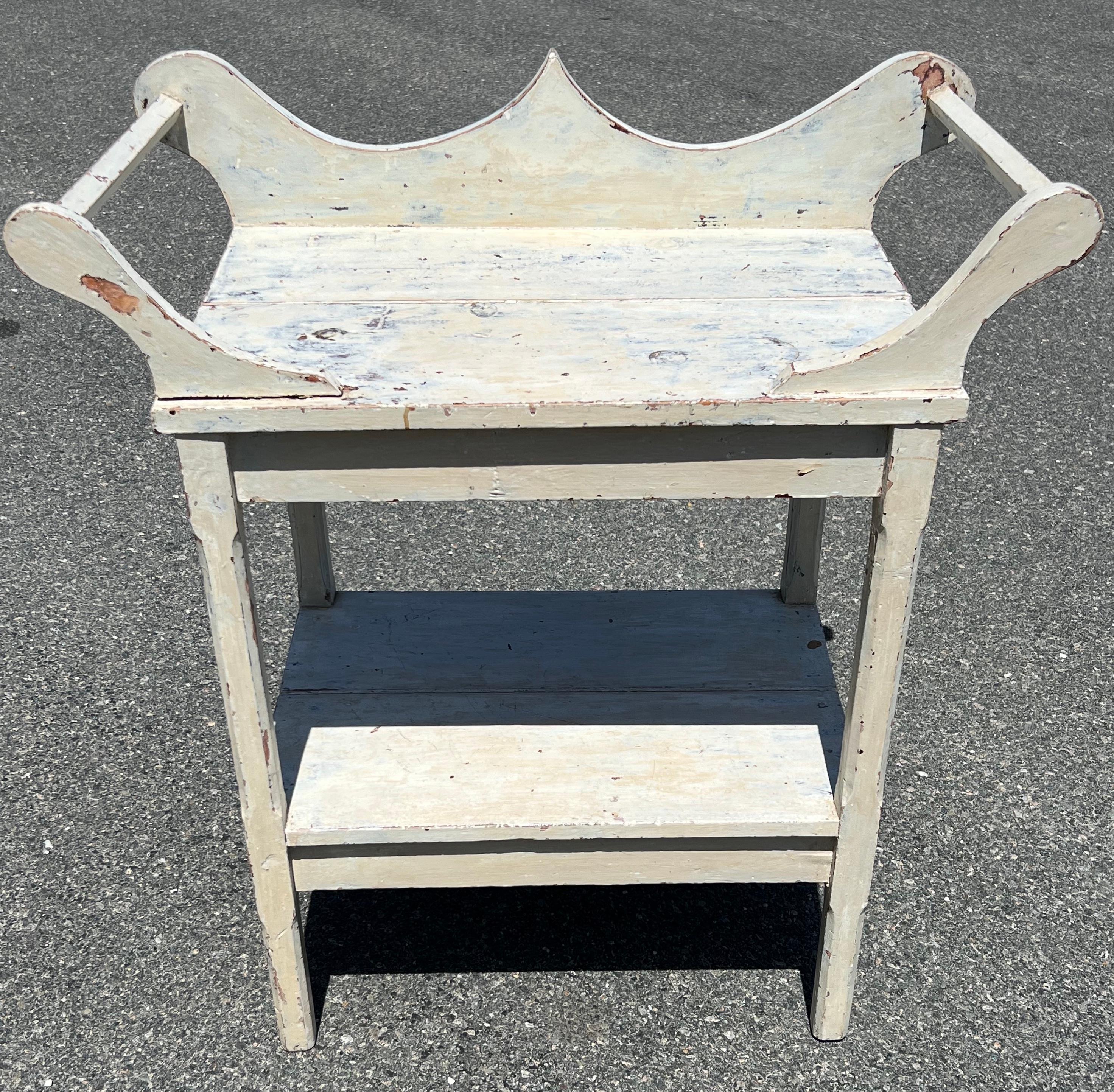 19th Century Pine Two Tier Washstand in White Paint In Good Condition For Sale In Nantucket, MA