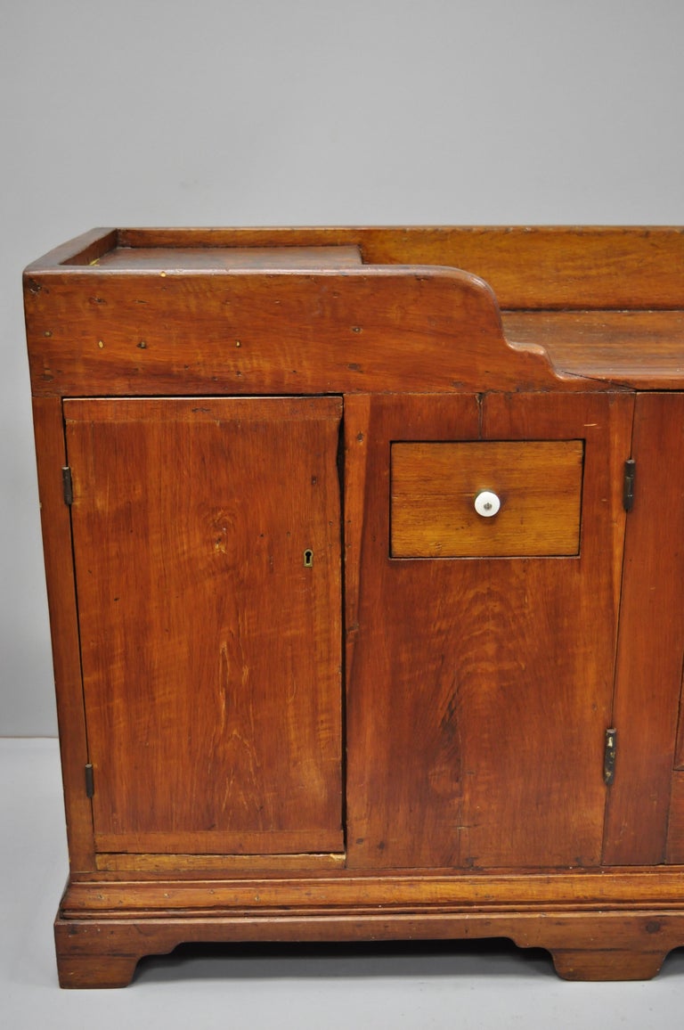 19th Century Pine Wood Primitive Long Dry Sink Cupboard