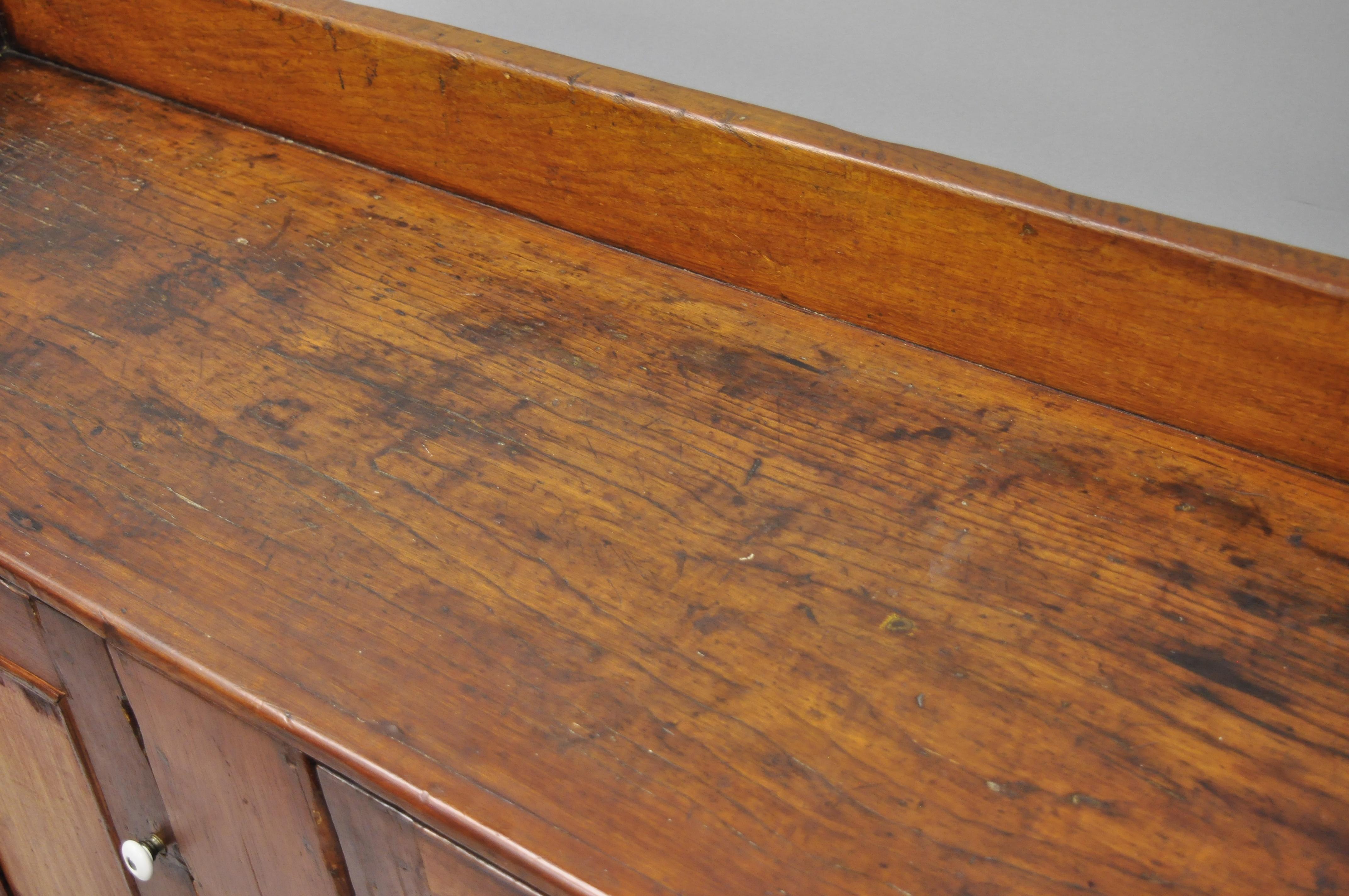 19th Century Pine Wood Primitive Long Dry Sink Cupboard Cabinet Sideboard Buffet 1