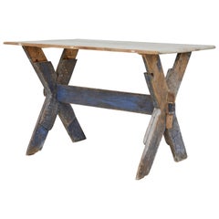 Antique 19th Century Pine X-Frame Occasional Table