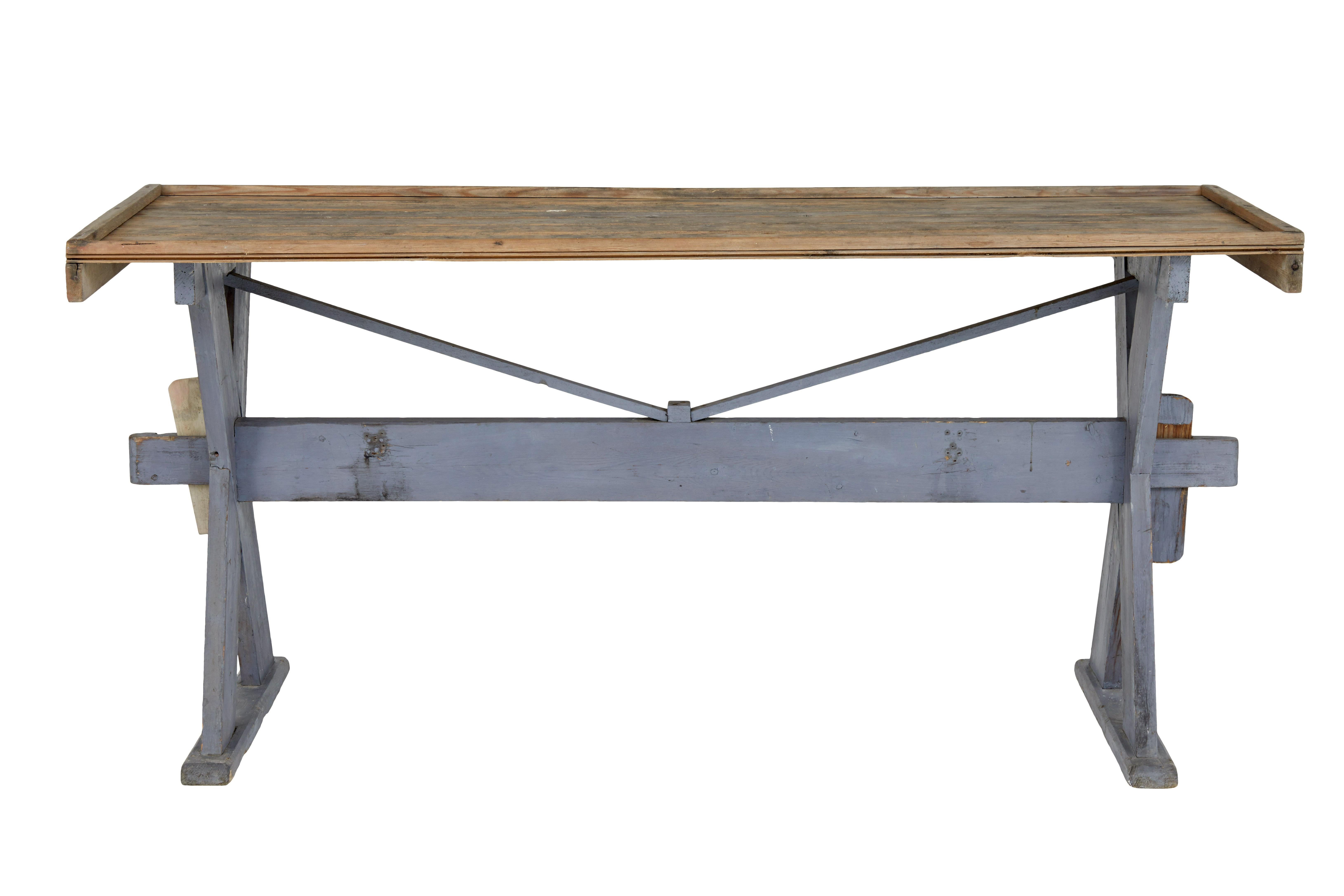 Swedish 19th Century pine x frame painted work table For Sale