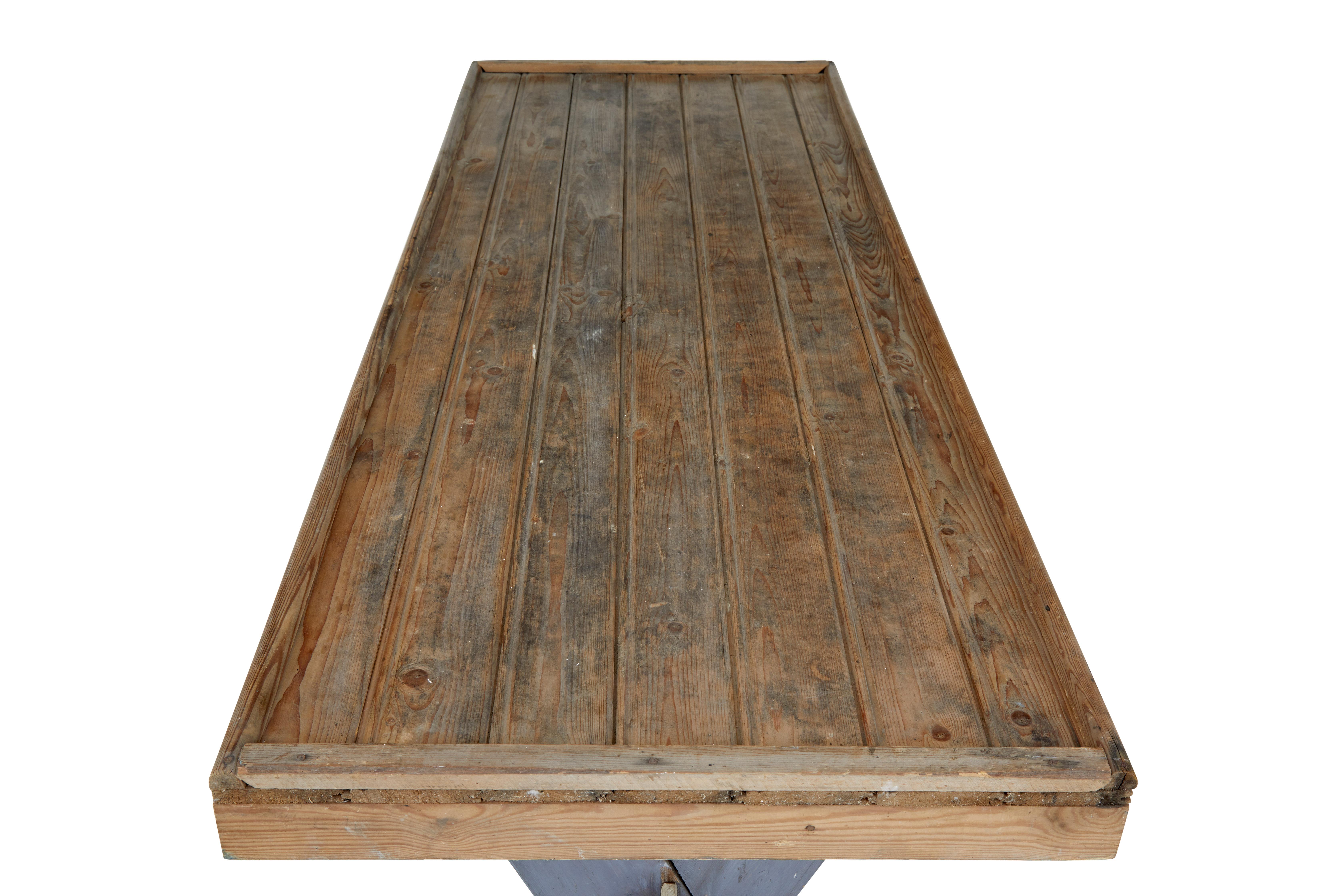 19th Century Pine X-Frame Painted Work Table 1