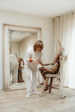 19th century pinewood artist chair ...