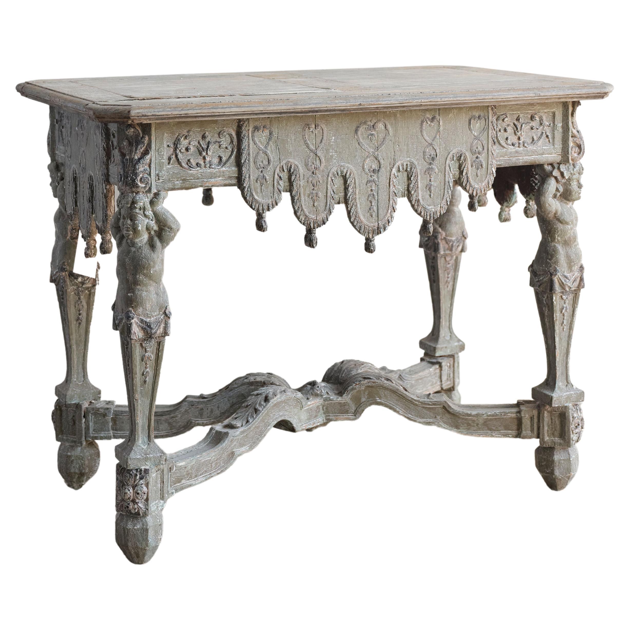 Table de style Renaissance en bois de pin du 19ème siècle, vers 1880 en vente