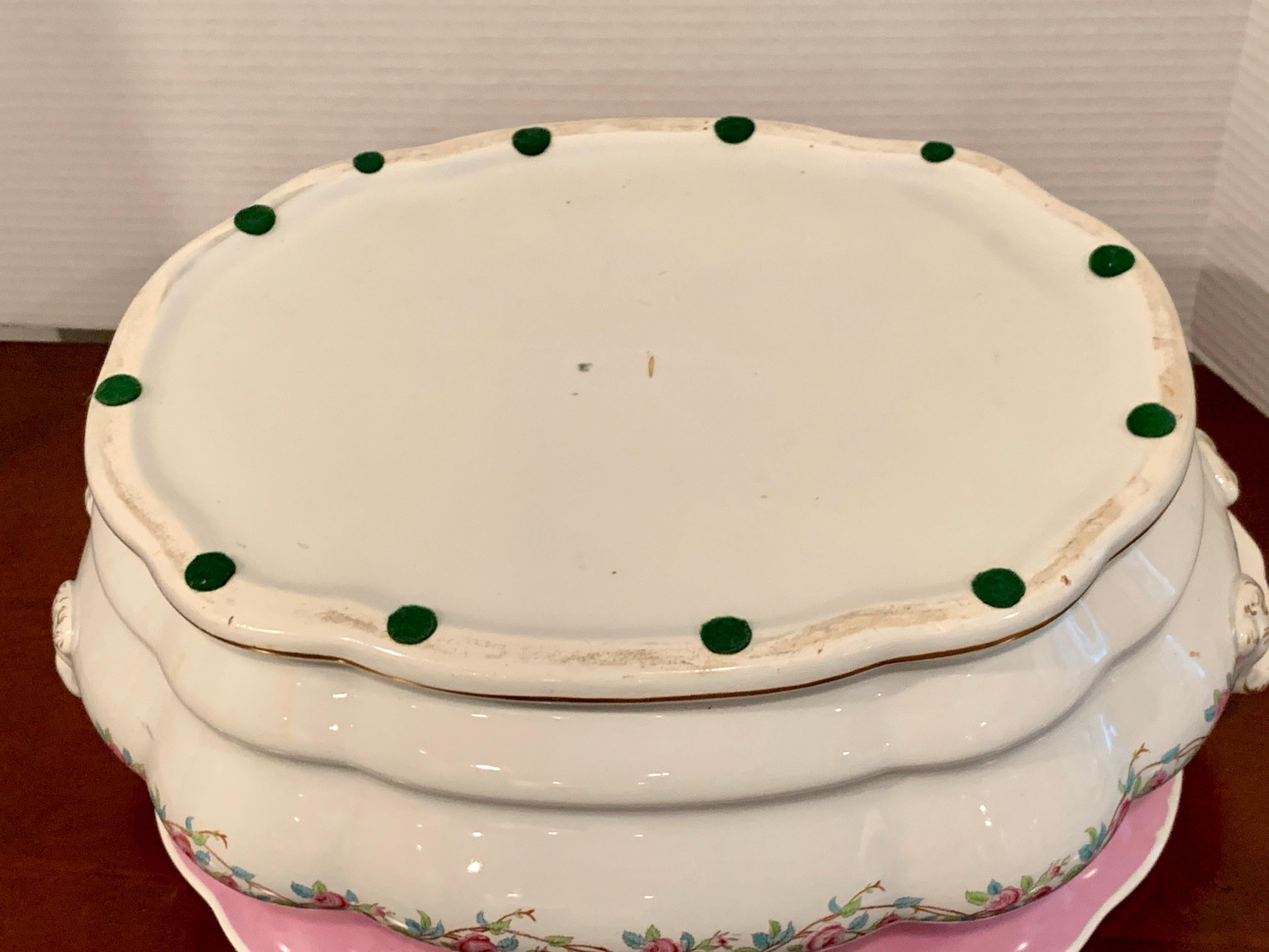 19th Century Pink Floral Porcelain Foot Bath, Attributed to Mintons For Sale 1