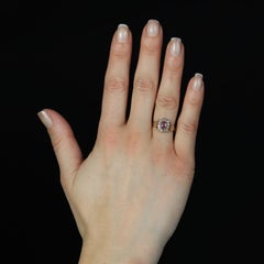 19. Jahrhundert Pink Sapphire Diamanten 18 Karat Gelbgold Ring