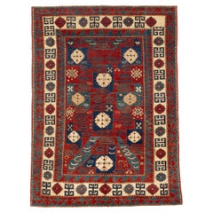Antique 19th Century Pinwheel Kazak Inspired Rug
