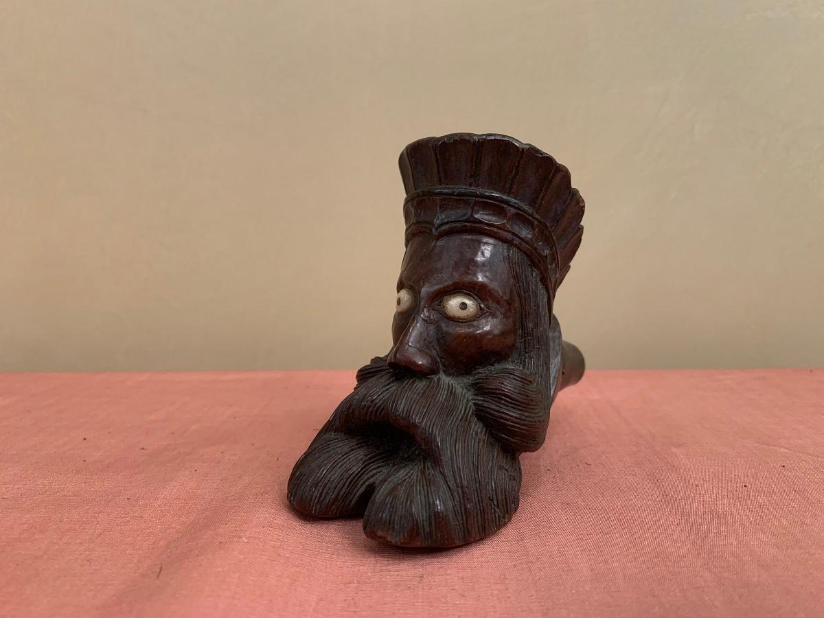 You just got to love this guy! A wacky looking bearded Indian pipe head. Probably 19th century France. Beautifully carved by a artisan with a sense of humor.