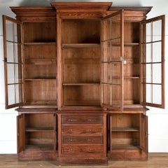 19th Century Pitch Pine Breakfront Vitrine