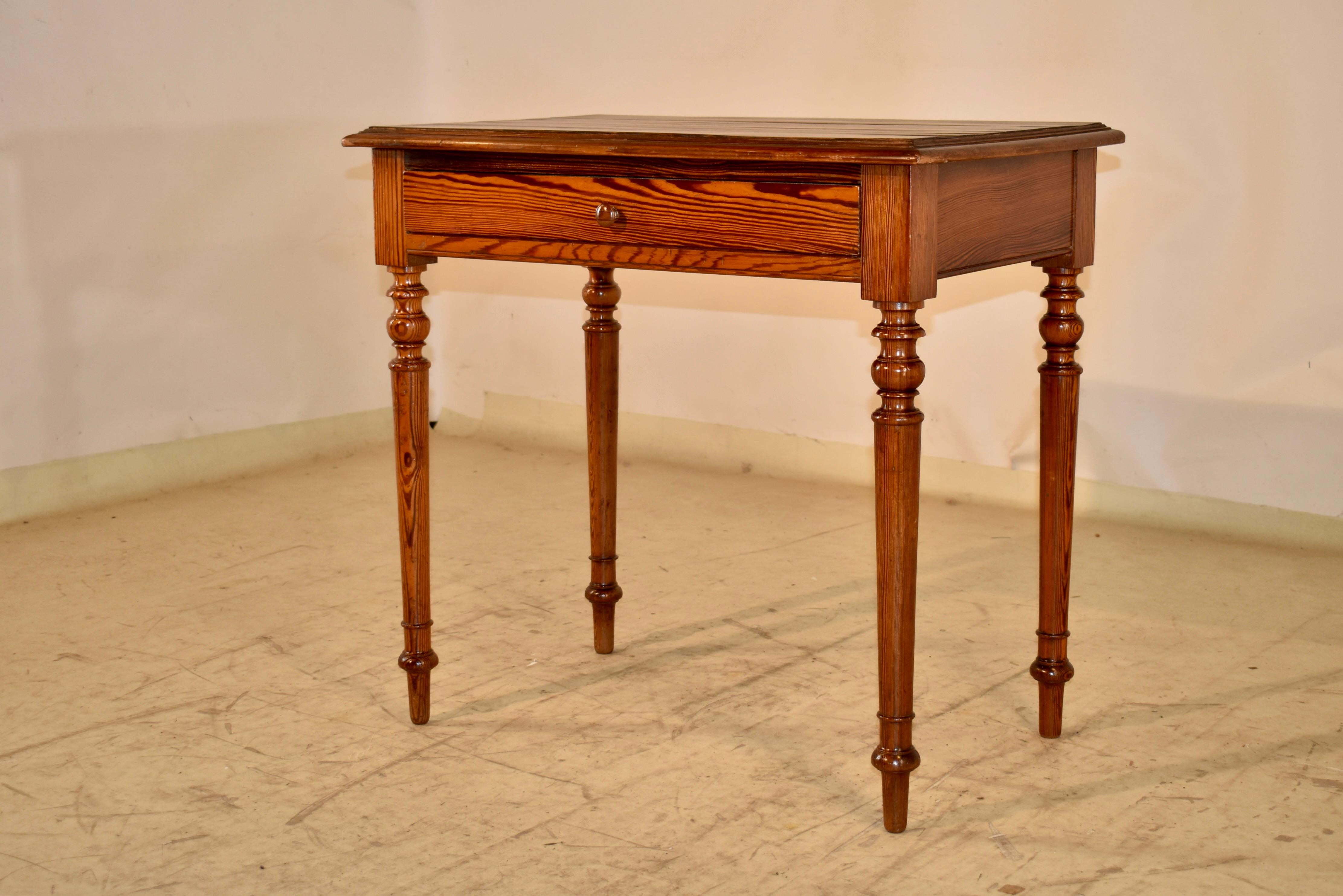 19th Century Pitch Pine Side Table from France In Good Condition For Sale In High Point, NC