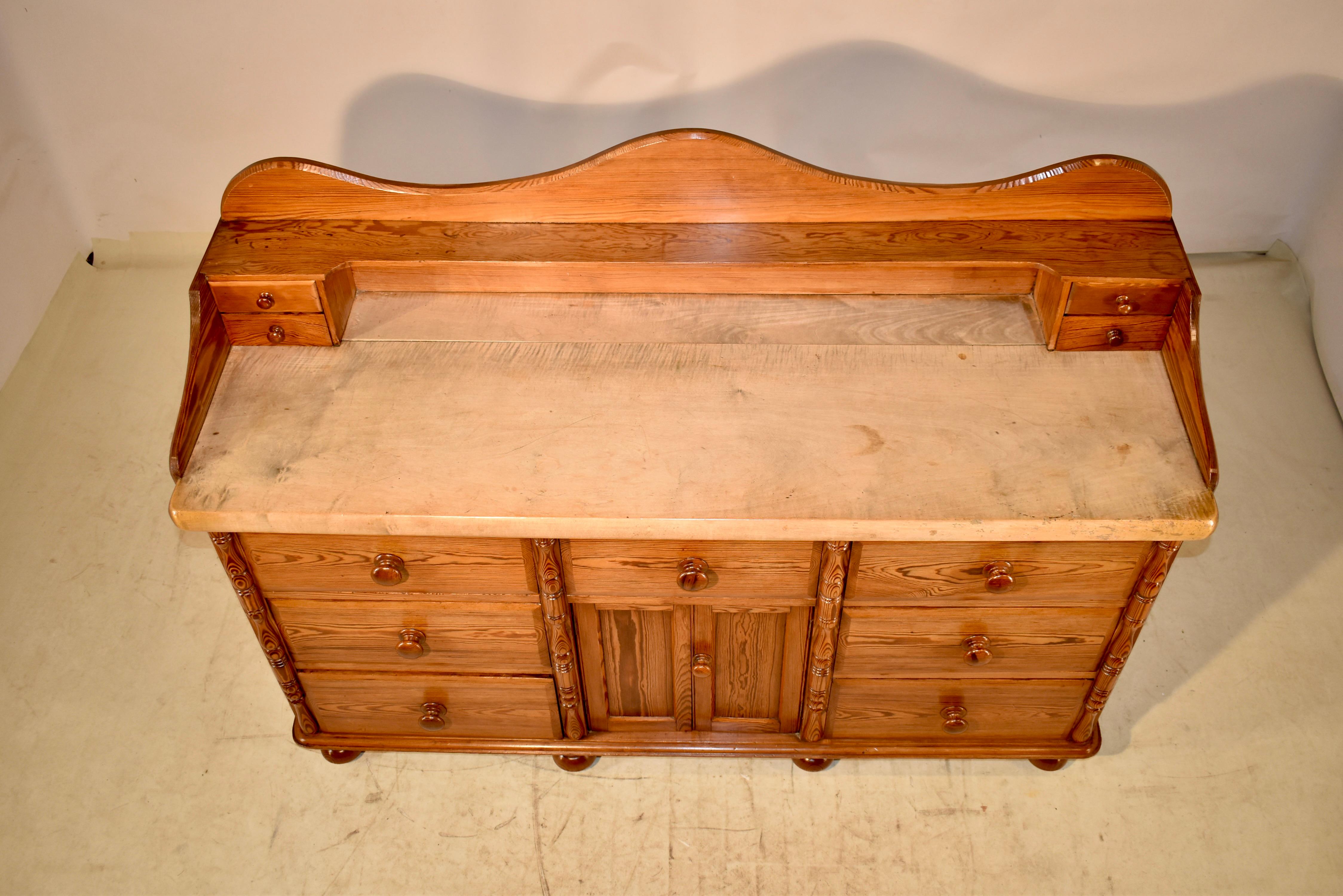 19th Century Pitch Pine Sideboard with Sycamore Top For Sale 4