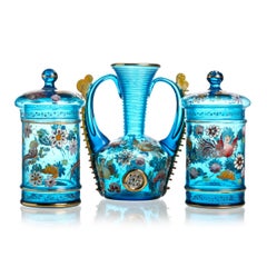 19th Century - Pitcher and Pair of Jars - Real Fábrica de Cristales de La Granja