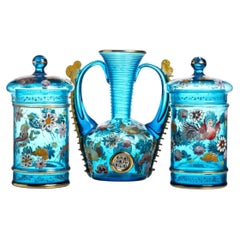 19th Century - Pitcher and Pair of Jars - Real Fábrica de Cristales de La Granja
