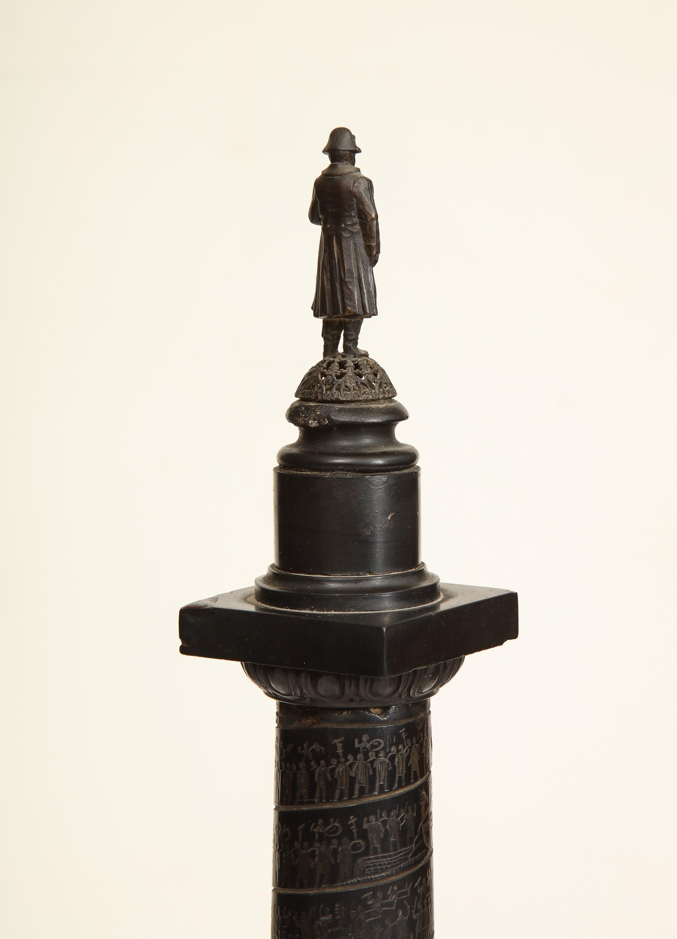 19th Century Place Vendome Column in Belgian Black Marble For Sale 6