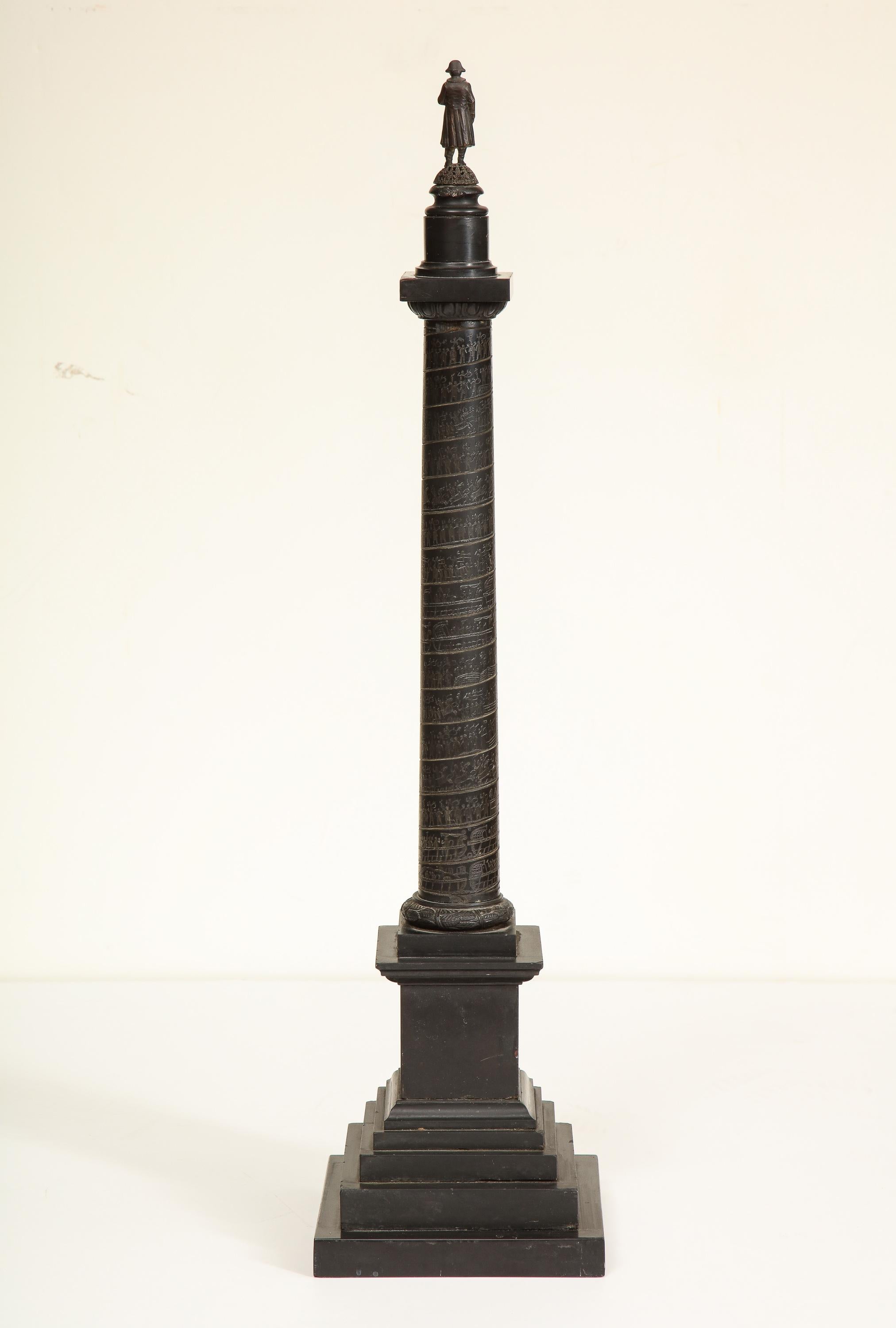 19th Century Place Vendome Column in Belgian Black Marble For Sale 7