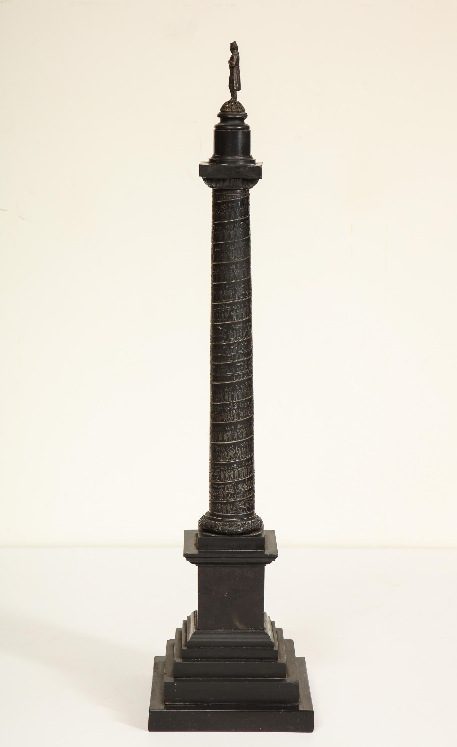19th Century Place Vendome Column in Belgian Black Marble For Sale 8