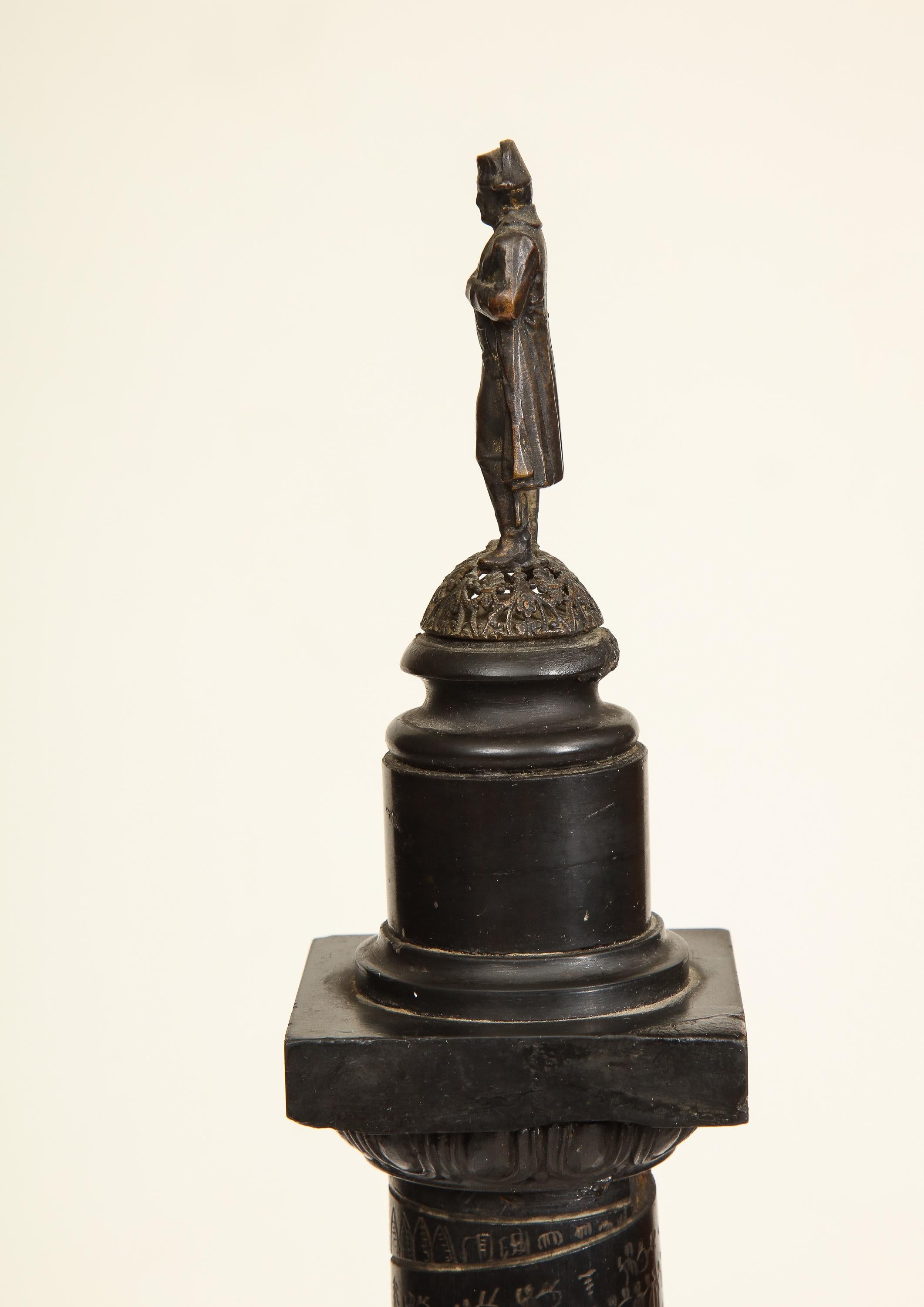 19th Century Place Vendome Column in Belgian Black Marble For Sale 9