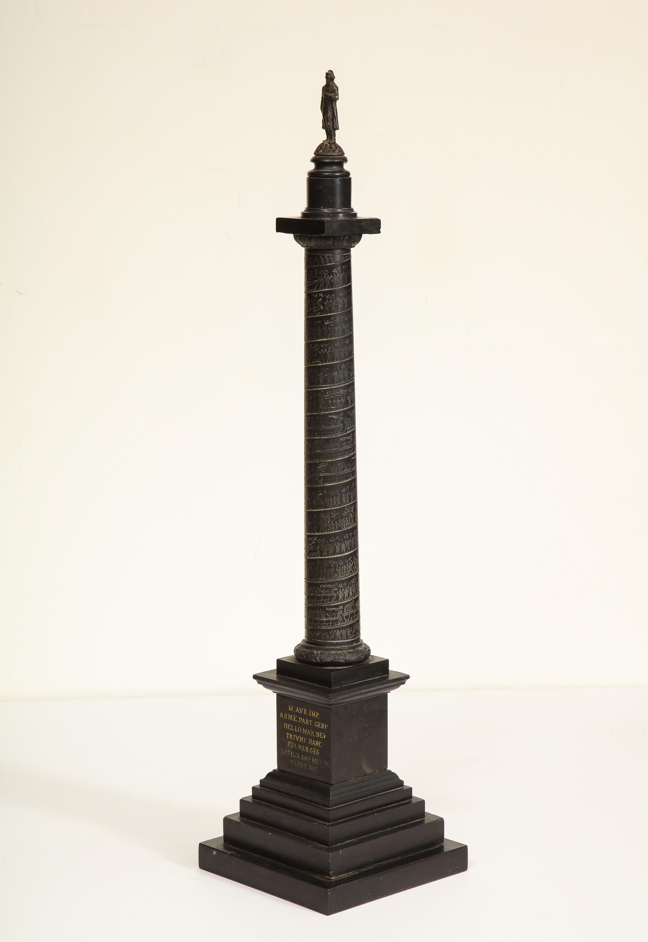 19th Century Place Vendome Column in Belgian Black Marble For Sale 11