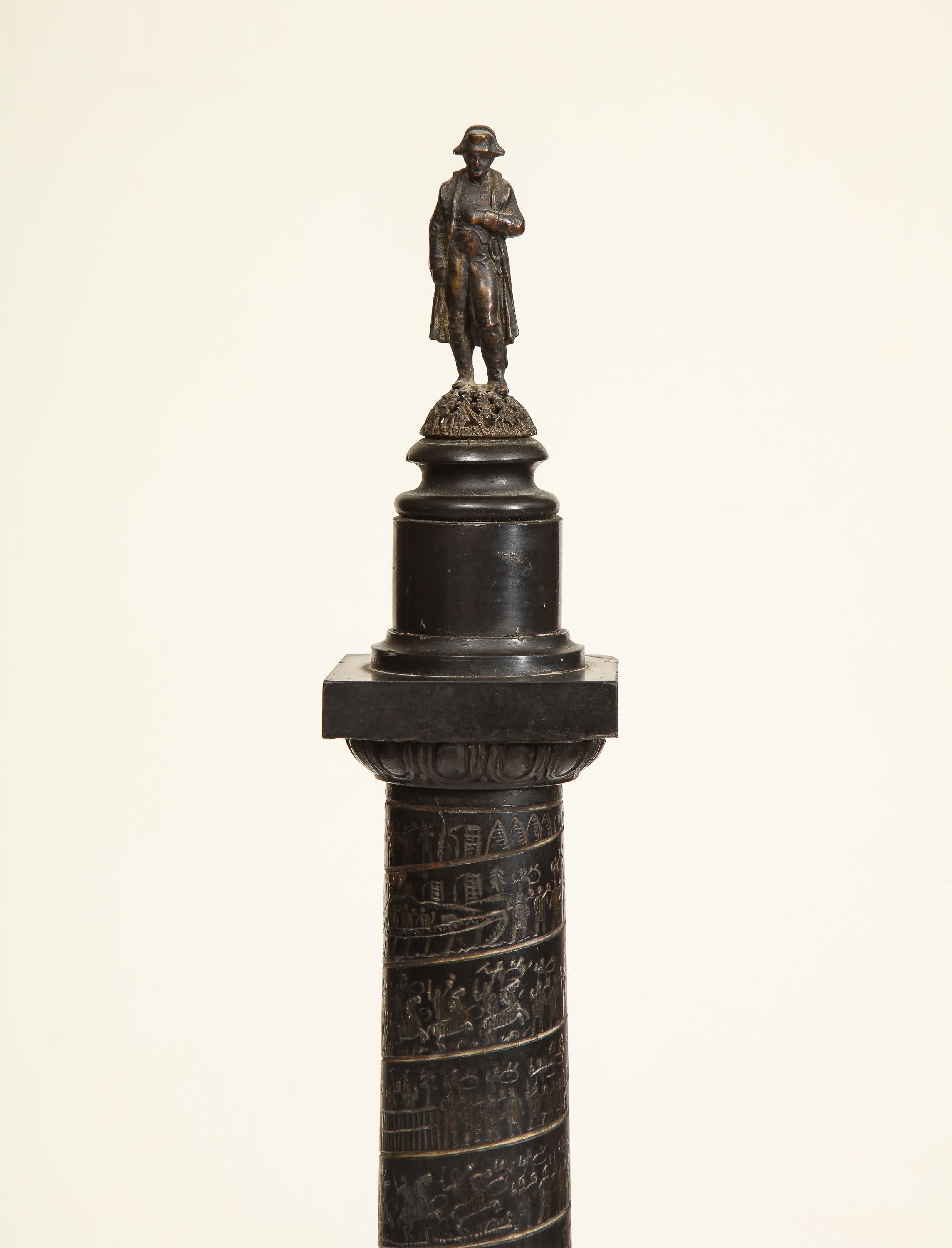 French 19th Century Place Vendome Column in Belgian Black Marble For Sale