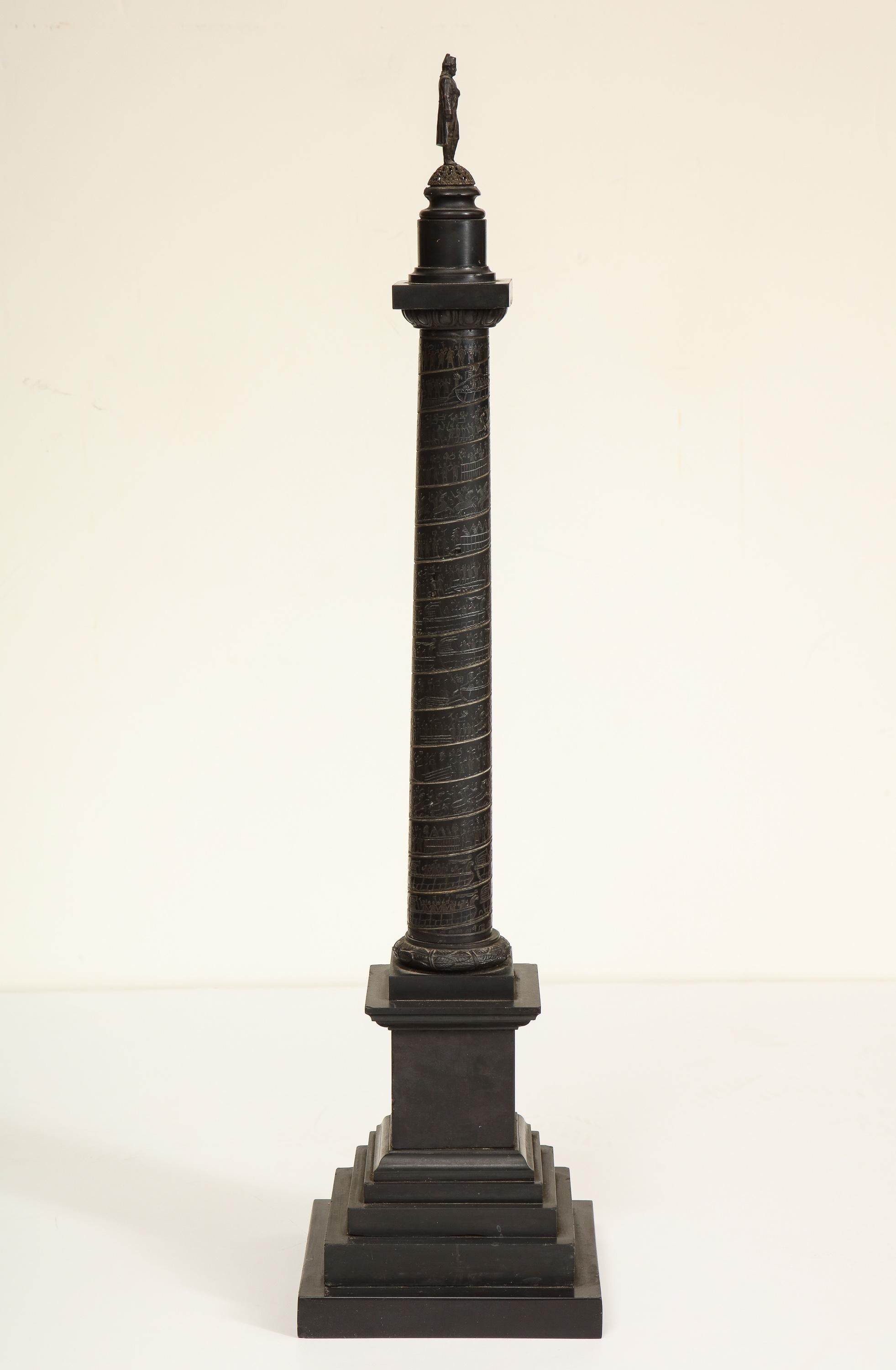 19th Century Place Vendome Column in Belgian Black Marble For Sale 3