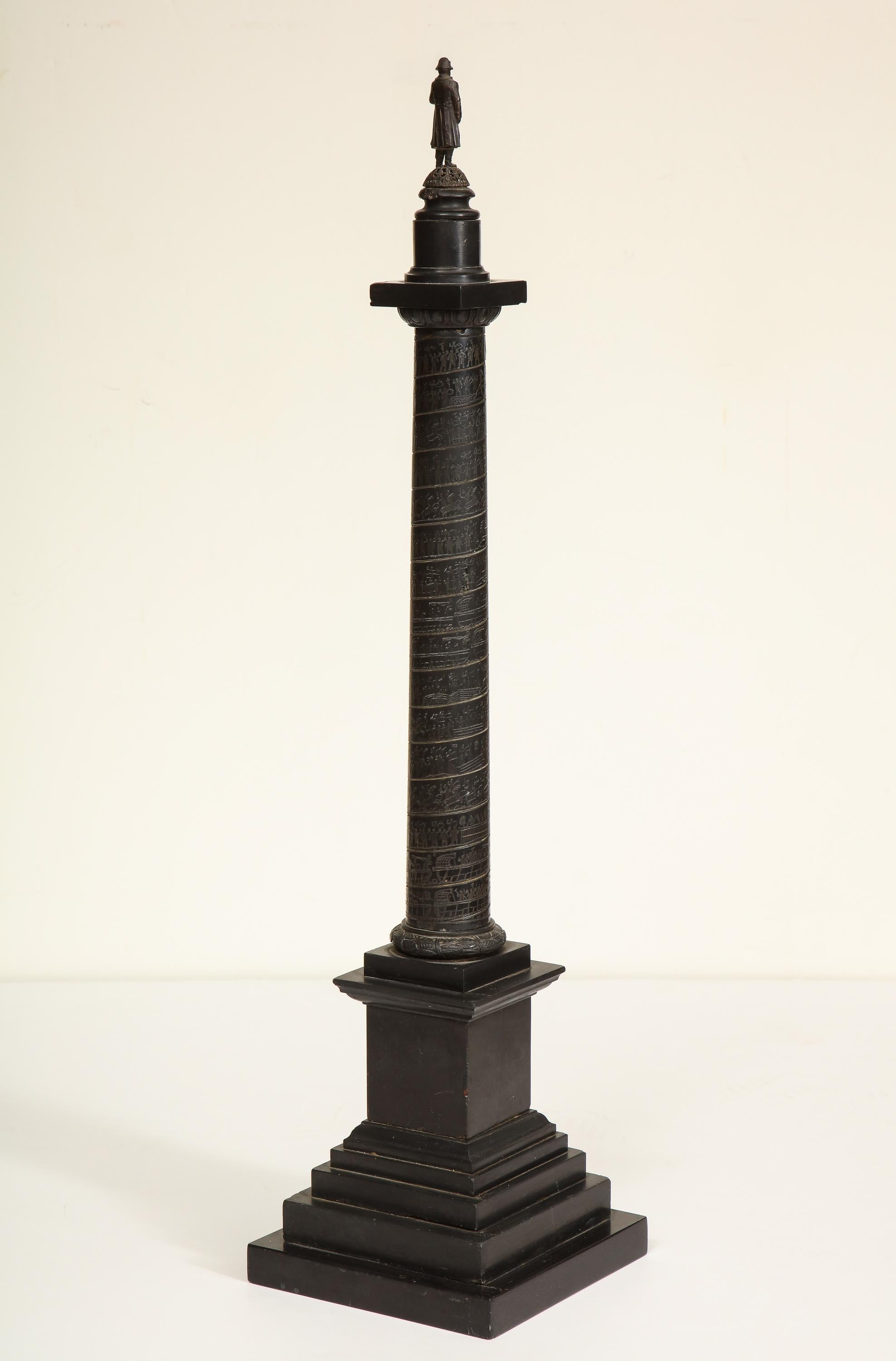 19th Century Place Vendome Column in Belgian Black Marble For Sale 4