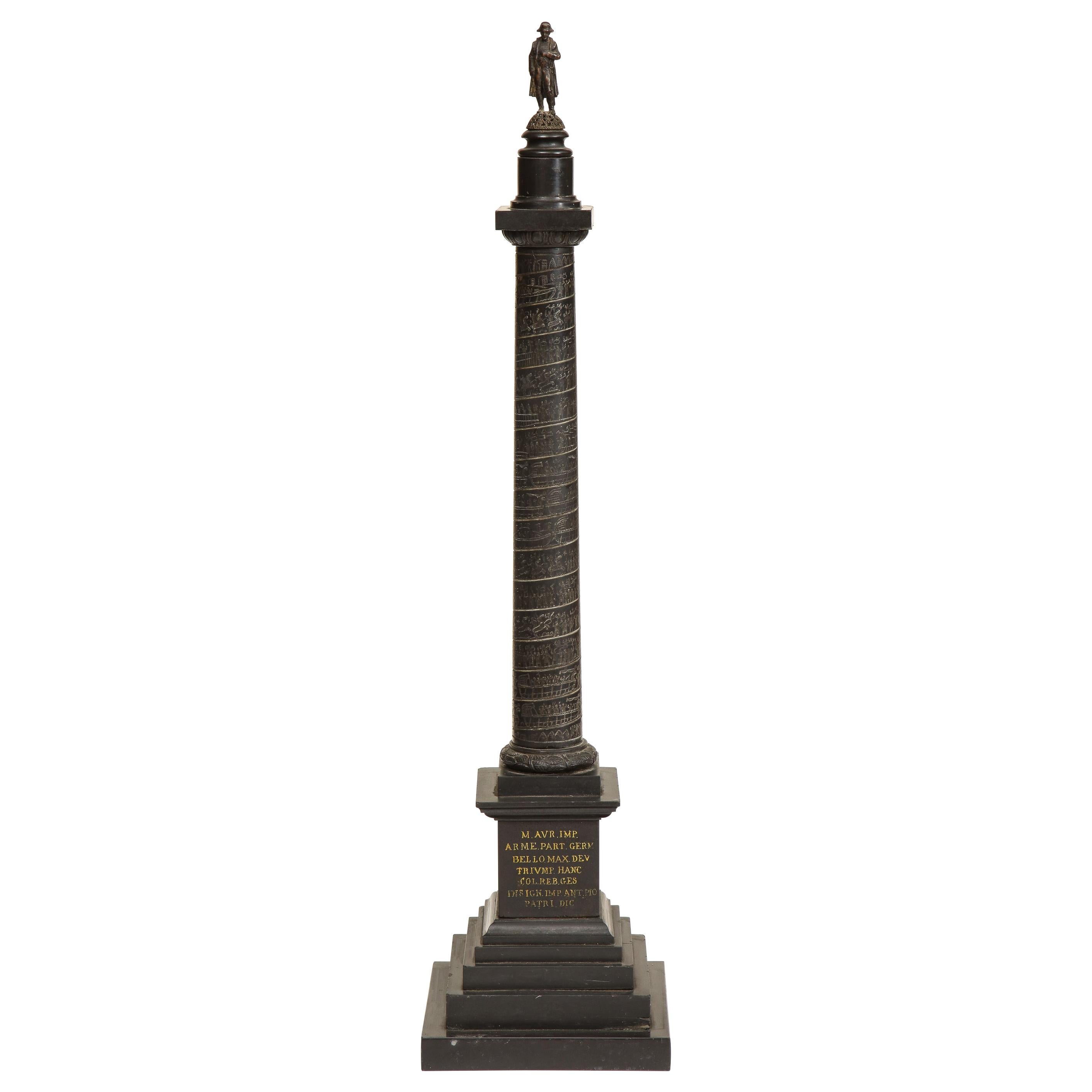 19th Century Place Vendome Column in Belgian Black Marble For Sale