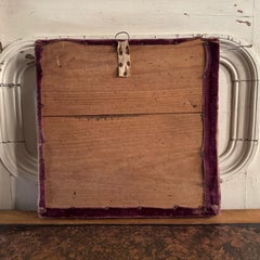 19th Century Plaster Bas-Relief of a Mustached Man, Velvet Frame