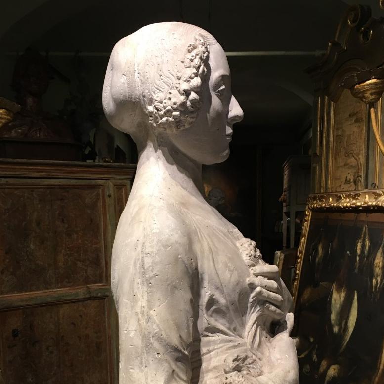 Renaissance 19th Century Plaster Bust after Verrocchio's 'Dama Col Mazzolino' For Sale