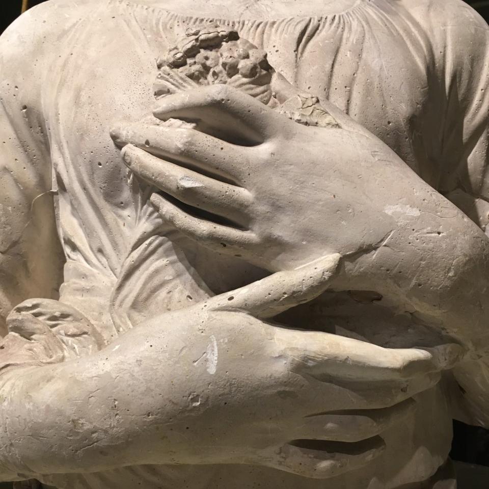 Mid-19th Century 19th Century Plaster Bust after Verrocchio's 'Dama Col Mazzolino' For Sale