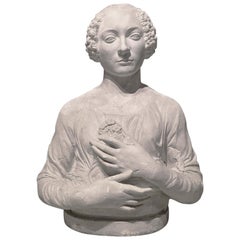 19th Century Plaster Bust after Verrocchio's 'Dama Col Mazzolino'