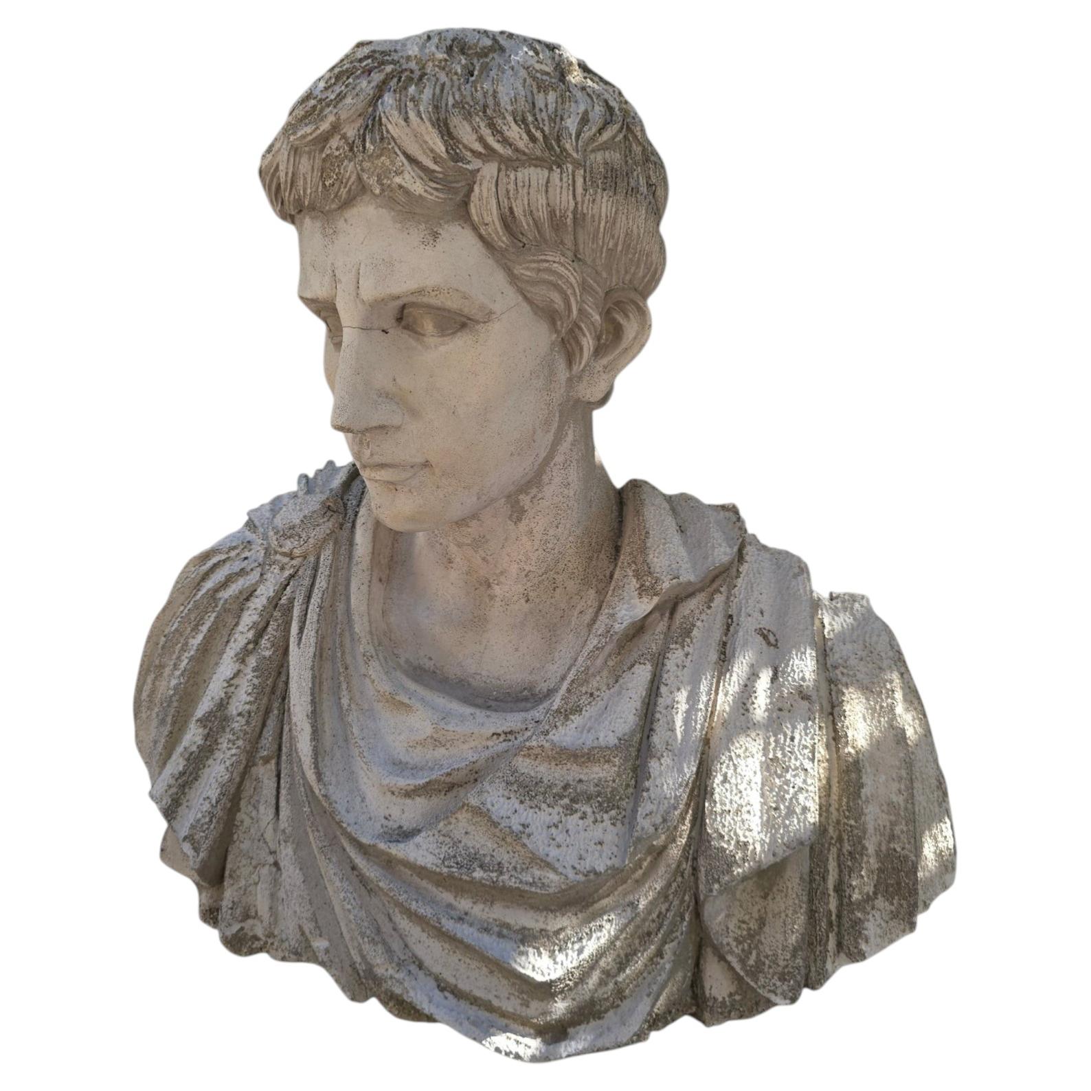 19th Century Plaster Bust of a Roman Empero For Sale