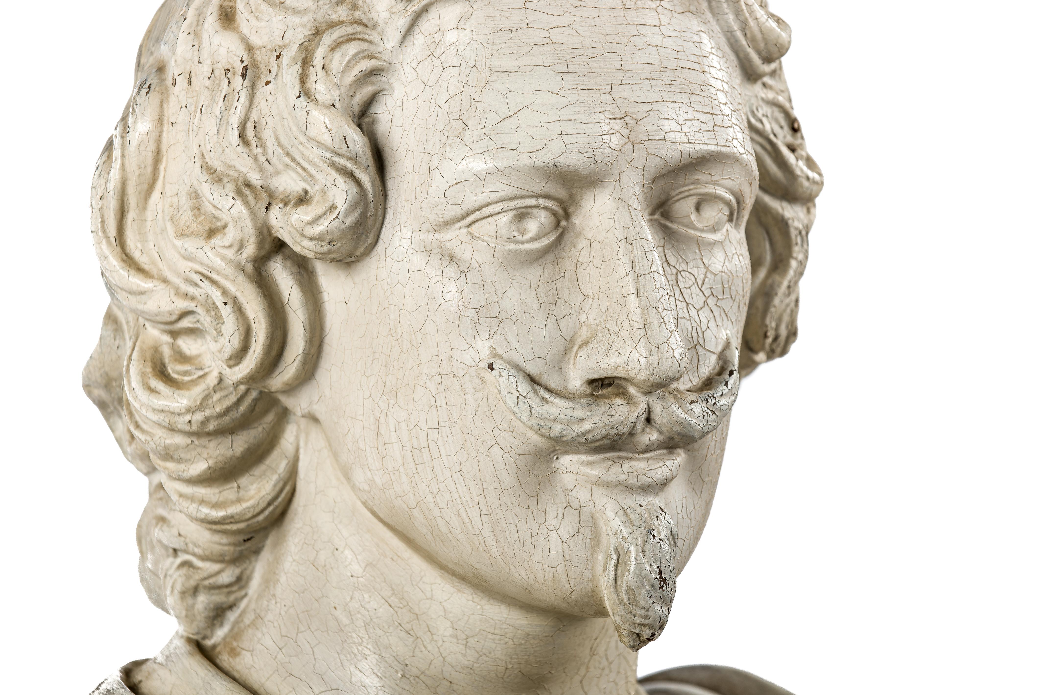19th-Century Plaster Bust of the Flemish Baroque Painter Anthony Van Dyck 6