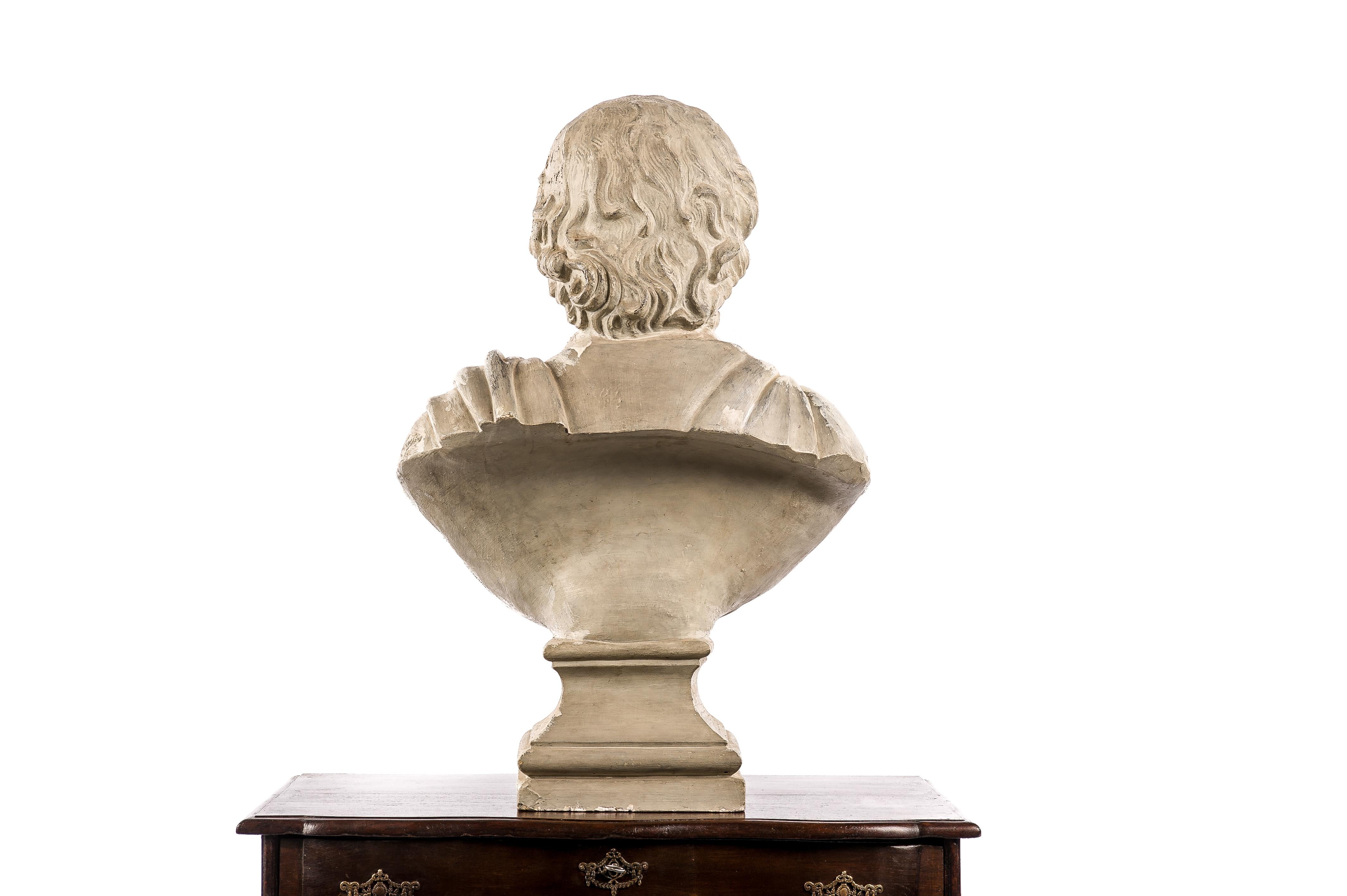 Cast 19th-Century Plaster Bust of the Flemish Baroque Painter Anthony Van Dyck