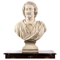 19th-Century Plaster Bust of the Flemish Baroque Painter Anthony Van Dyck