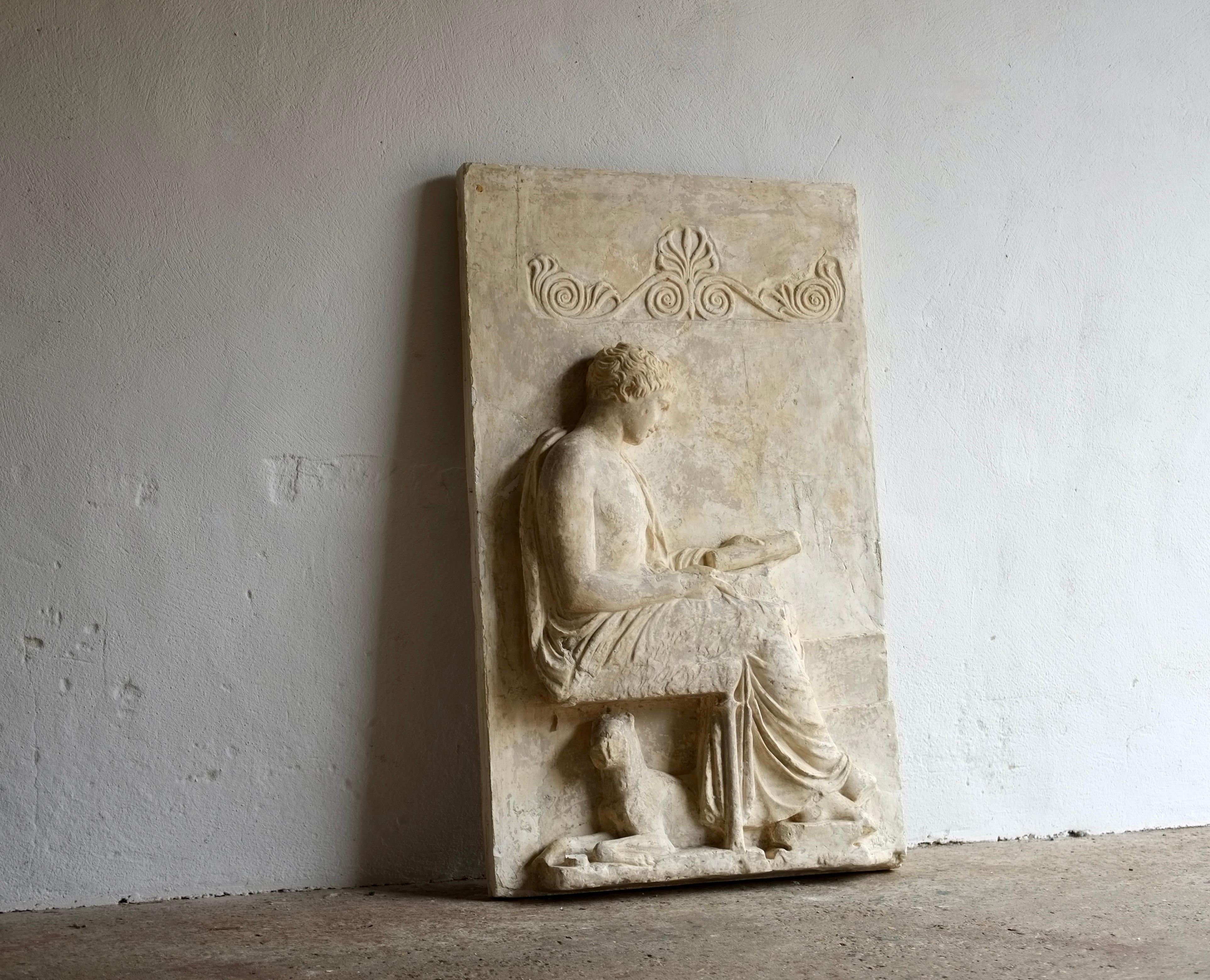 19th-Century Plaster Casting From The Grottaferrata Marble Grave Stele In Good Condition In London, GB