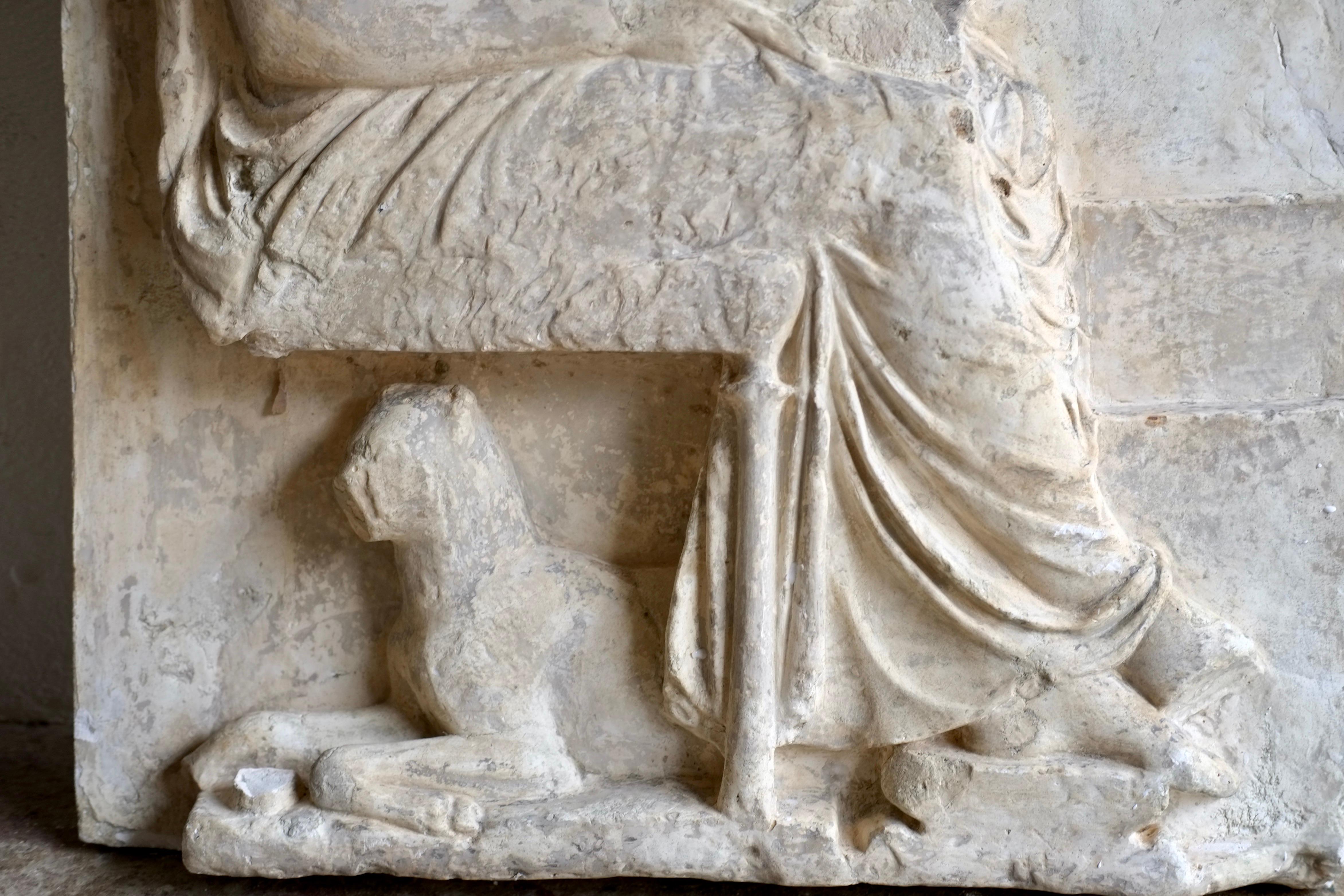 19th-Century Plaster Casting From The Grottaferrata Marble Grave Stele 1