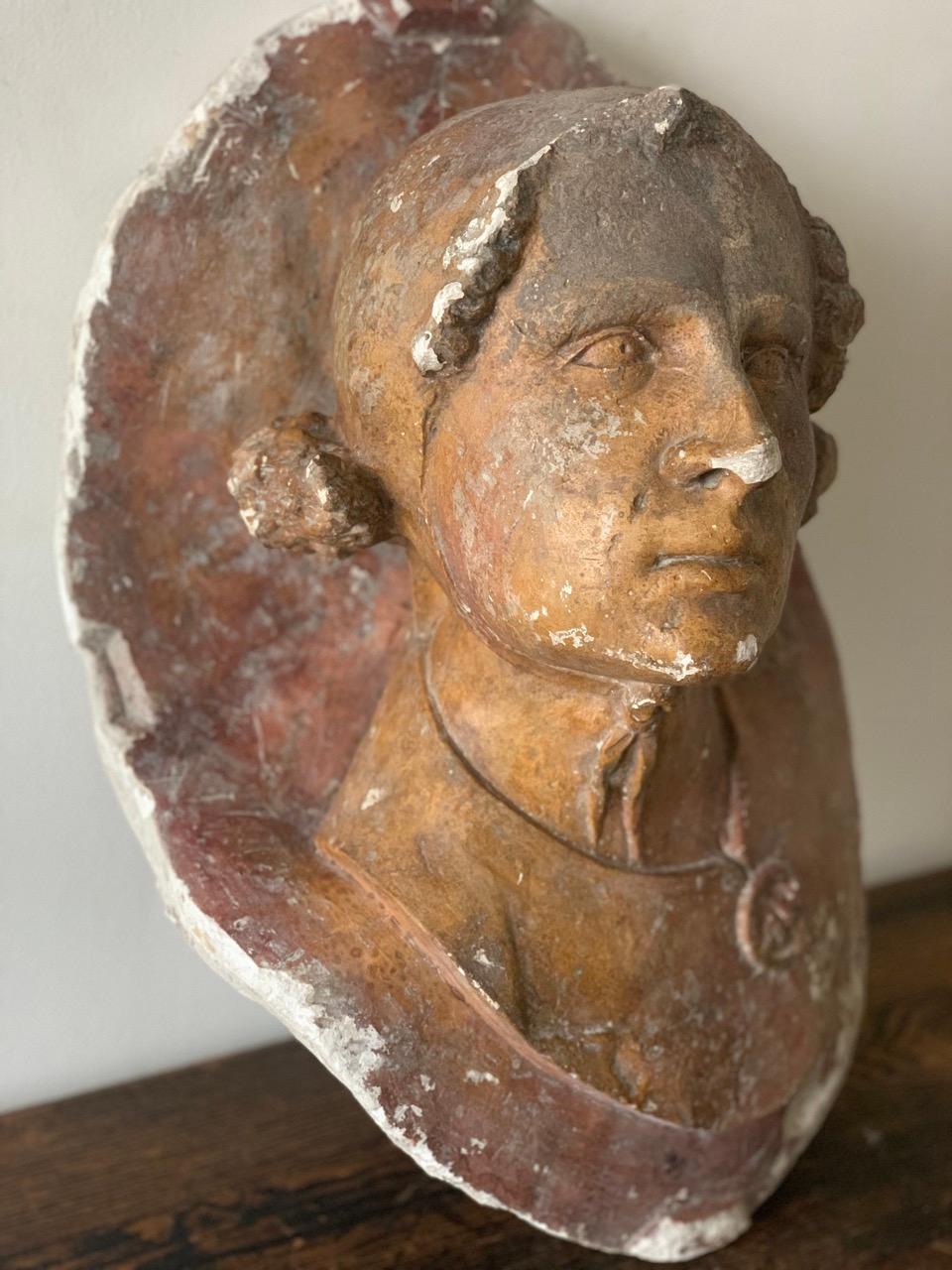 Molded 19th Century Plaster Head For Sale