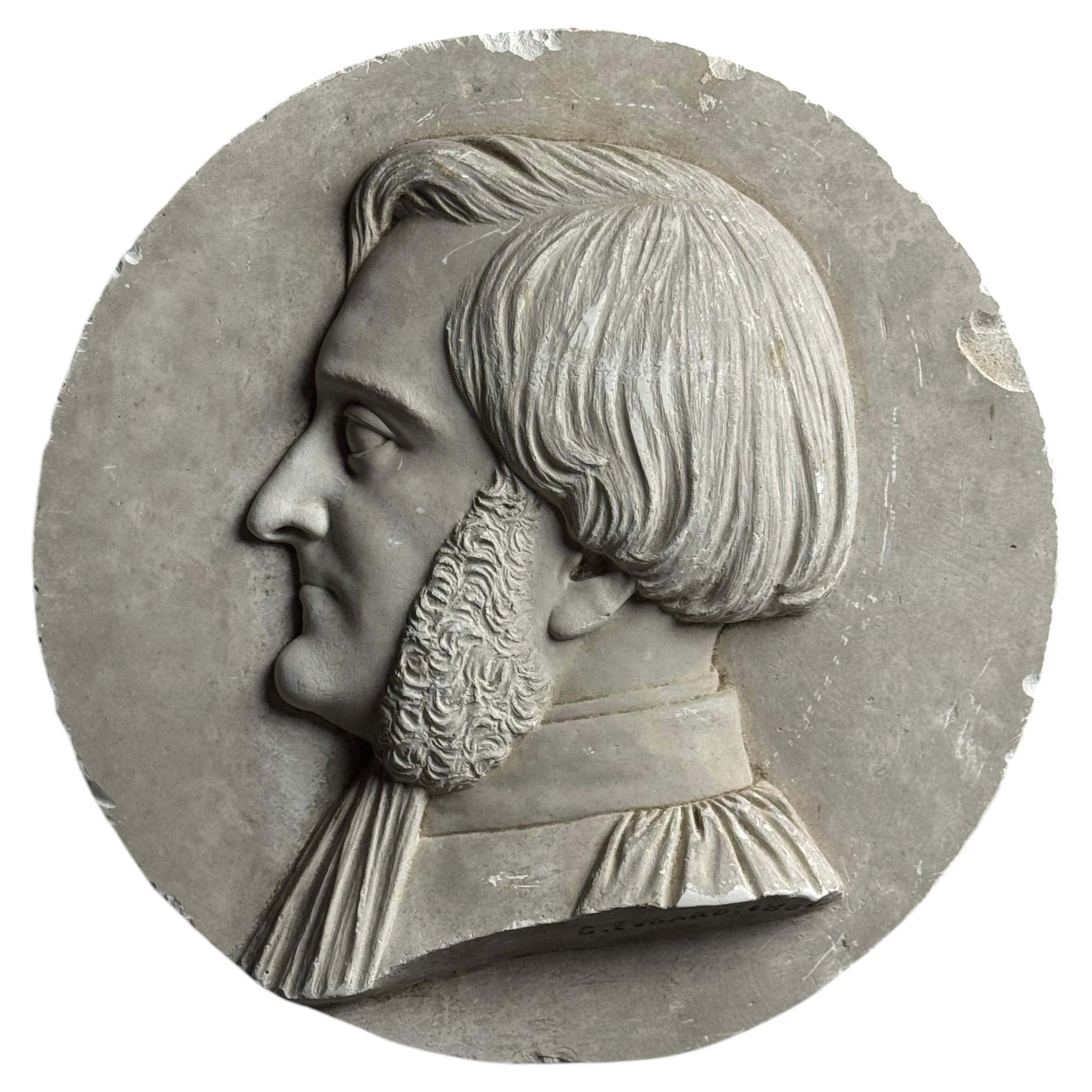 19th-century plaster plaque / medallion For Sale