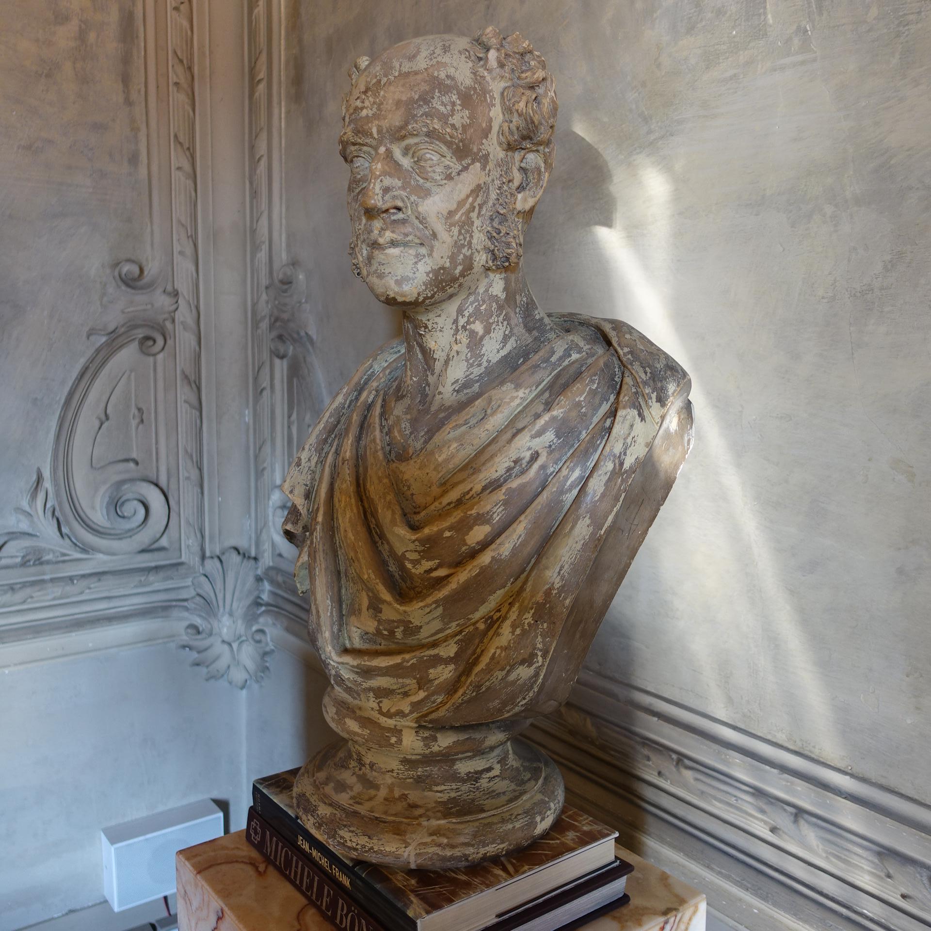 Plaster sculpture bust of John Michael Shum, Bath England 1797-1872, perfect condition and vintage patina.