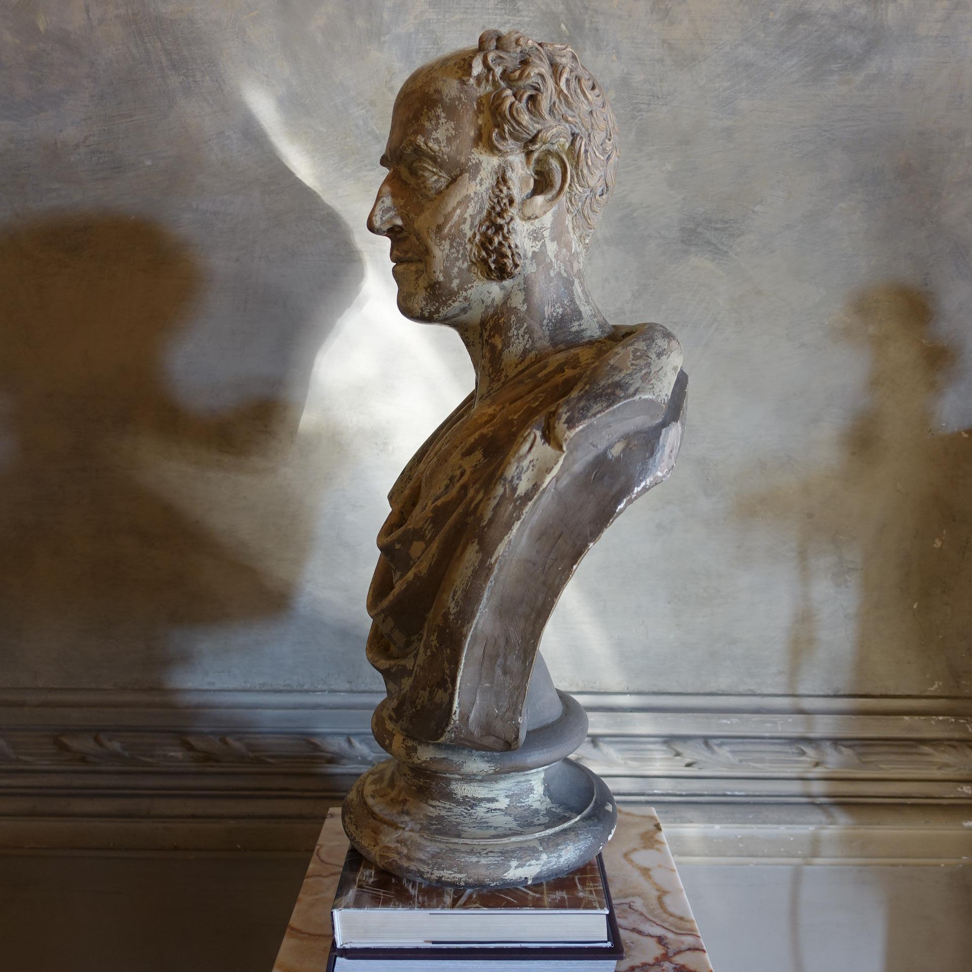 19th Century Plaster Sculpture Bust of John Michael Shum In Good Condition For Sale In Firenze, IT