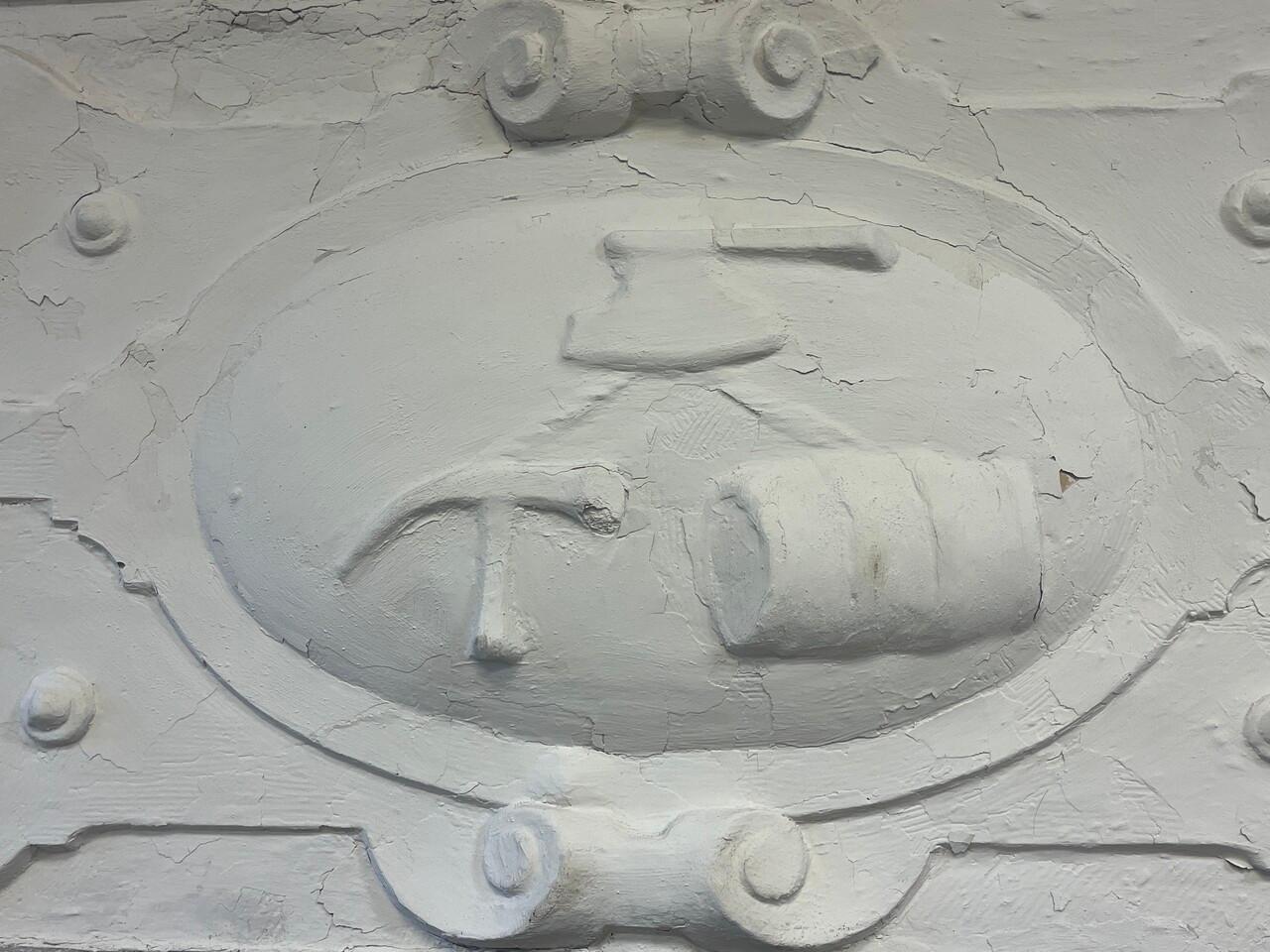 Art Nouveau 19th Century Plaster & Wood Trade Relief from 1897 World's Fair, Brussels For Sale