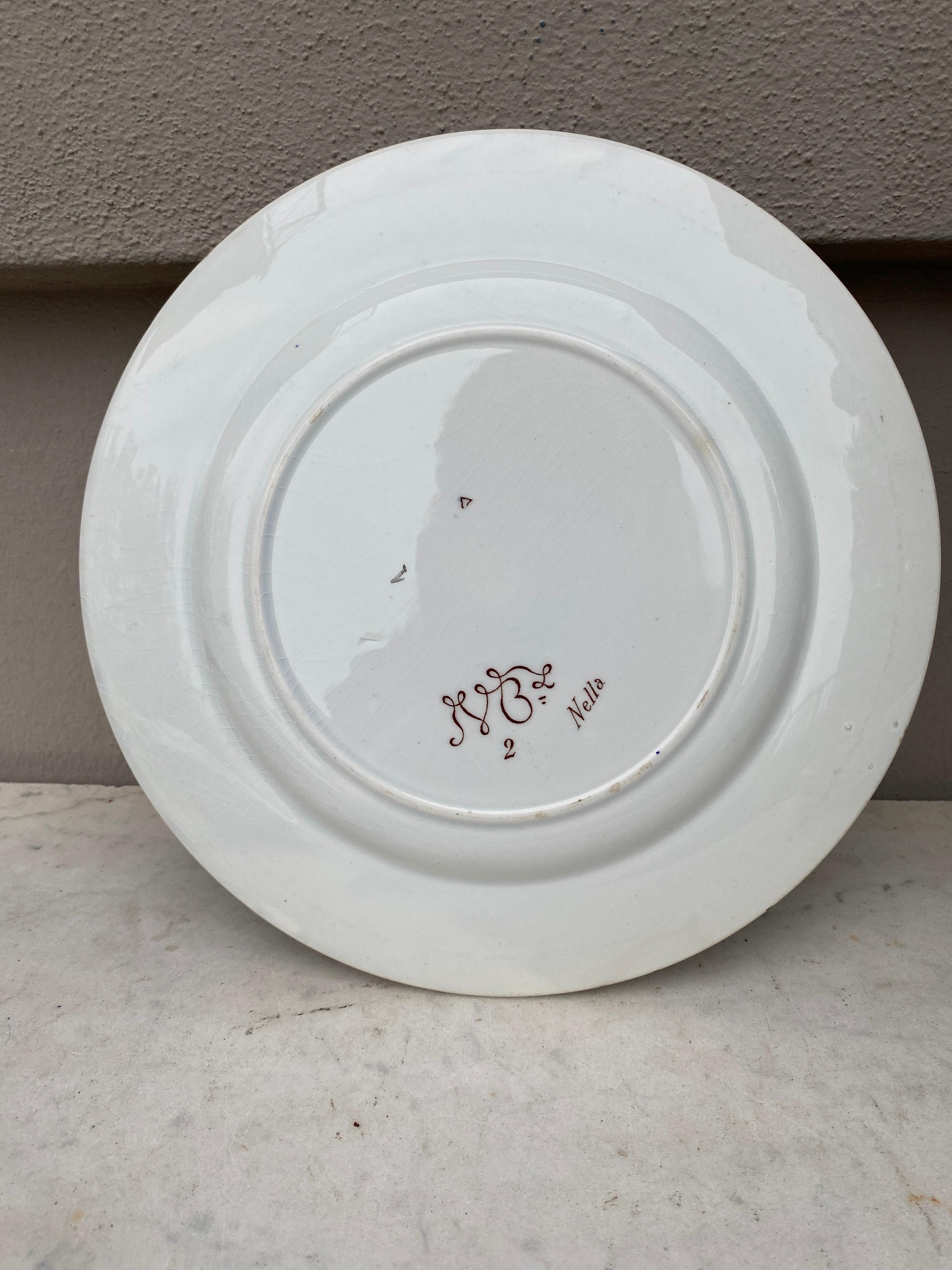 Fin du XIXe siècle Assiette du 19ème siècle Vieillard Bordeaux Service Nella