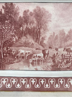 19th Century Faience Cows Platter Hippolyte Boulenger Choisy Le Roi