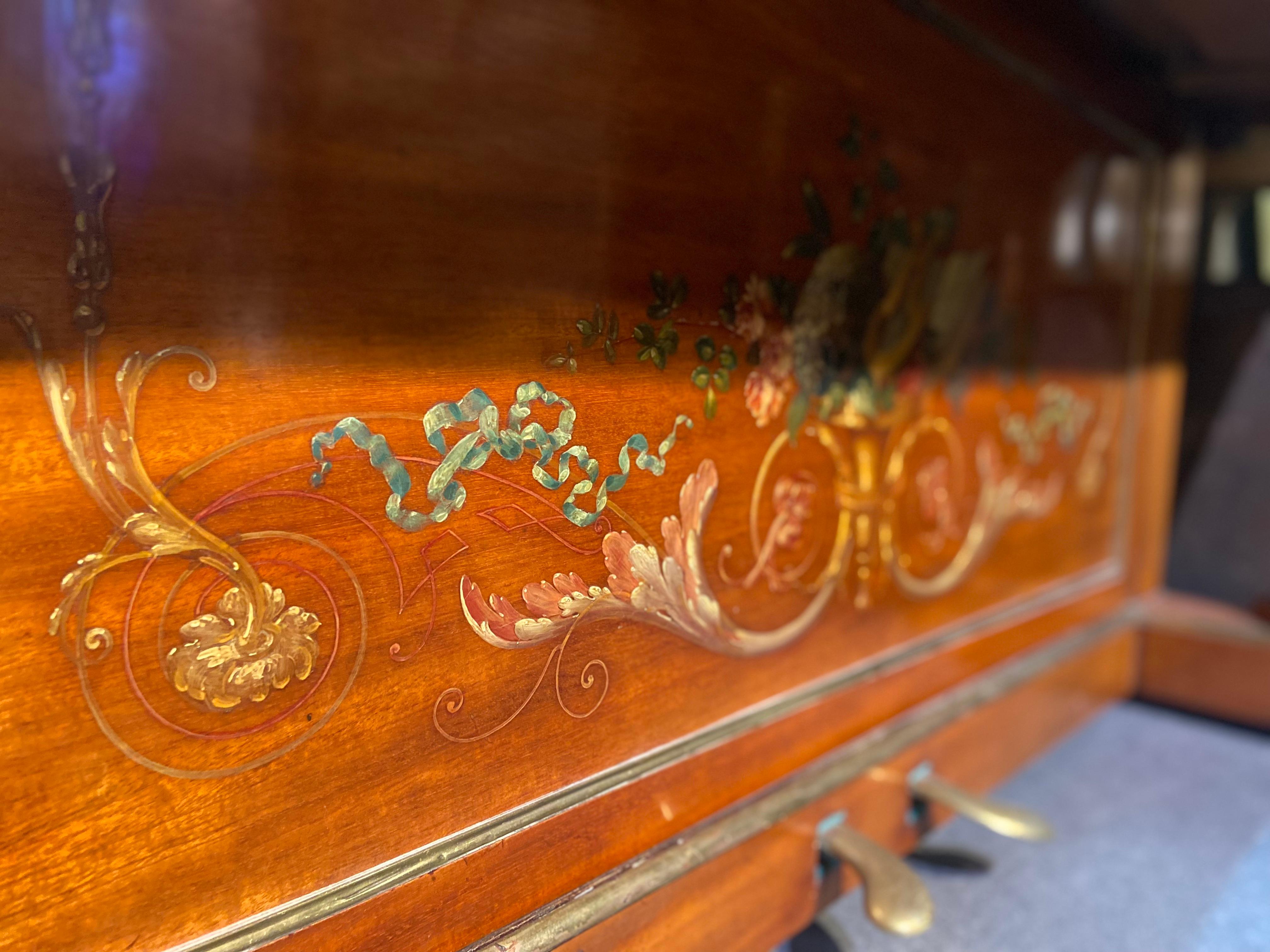 19th Century Pleyel French Upright Piano Hand Painted Decoration and Fluted Legs For Sale 6