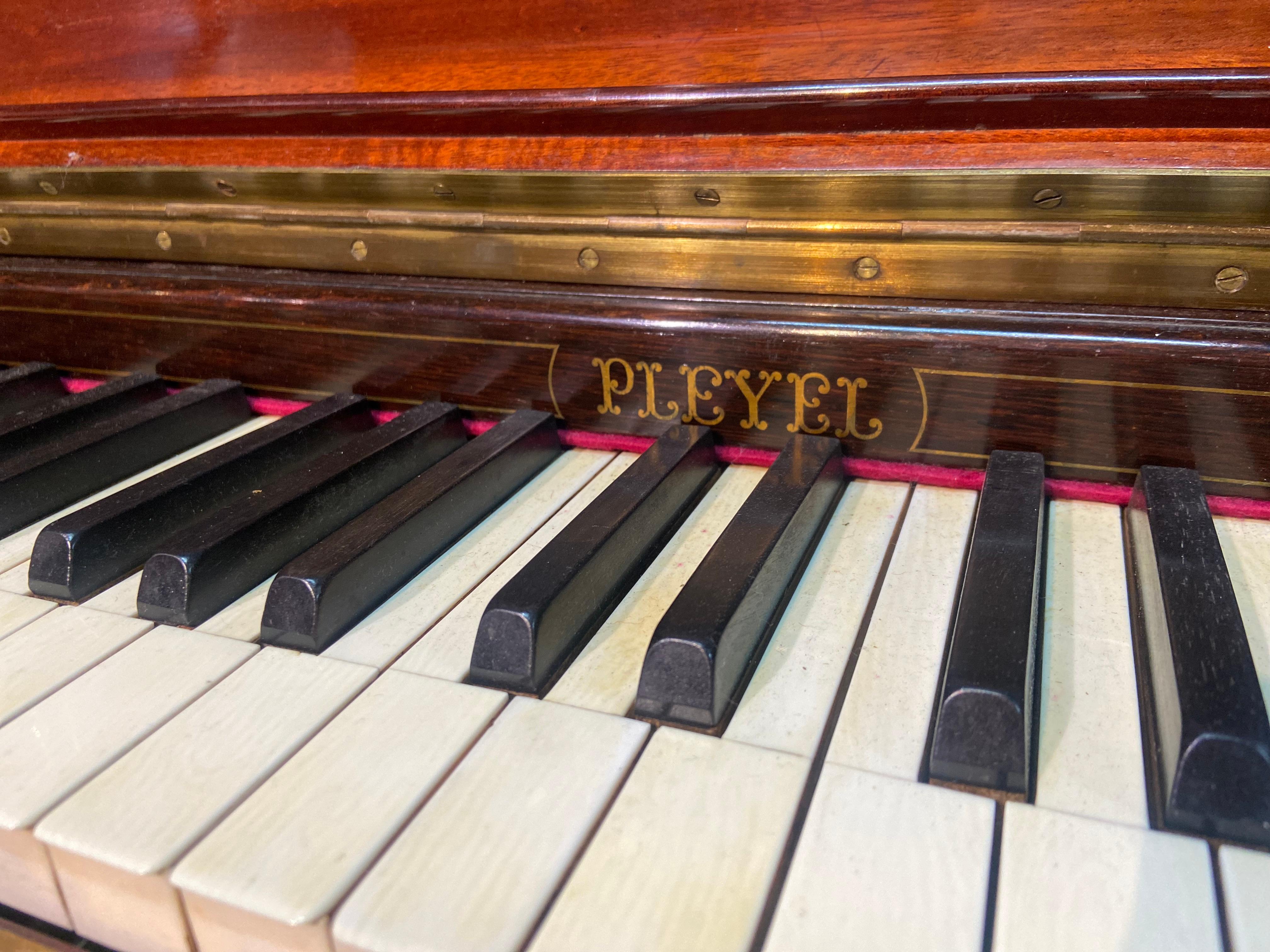 Décoration de piano droit peinte à la main et pieds cannelés en pleyel français du 19ème siècle en vente 9