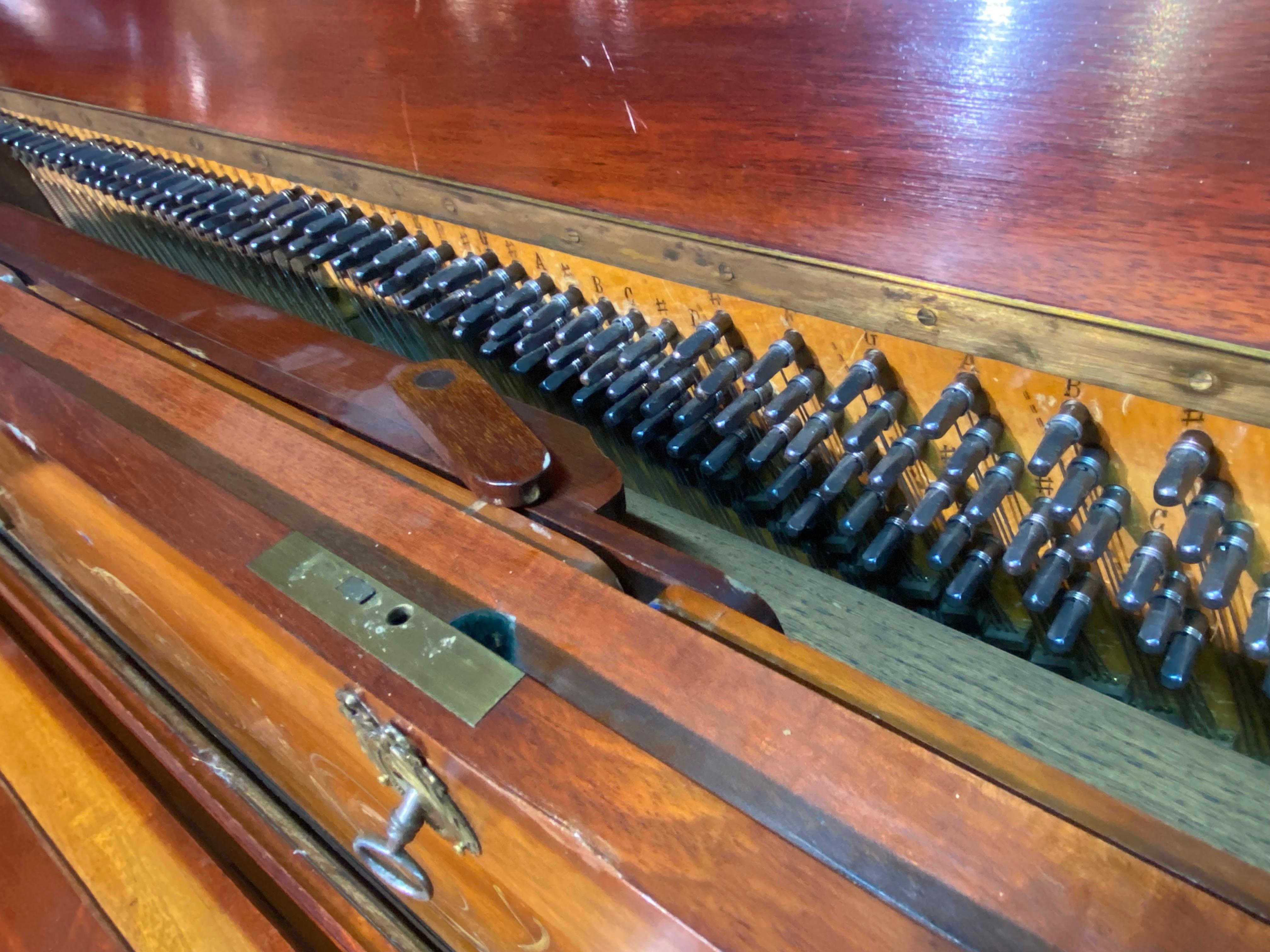 Hand-Carved 19th Century Pleyel French Upright Piano Hand Painted Decoration and Fluted Legs For Sale